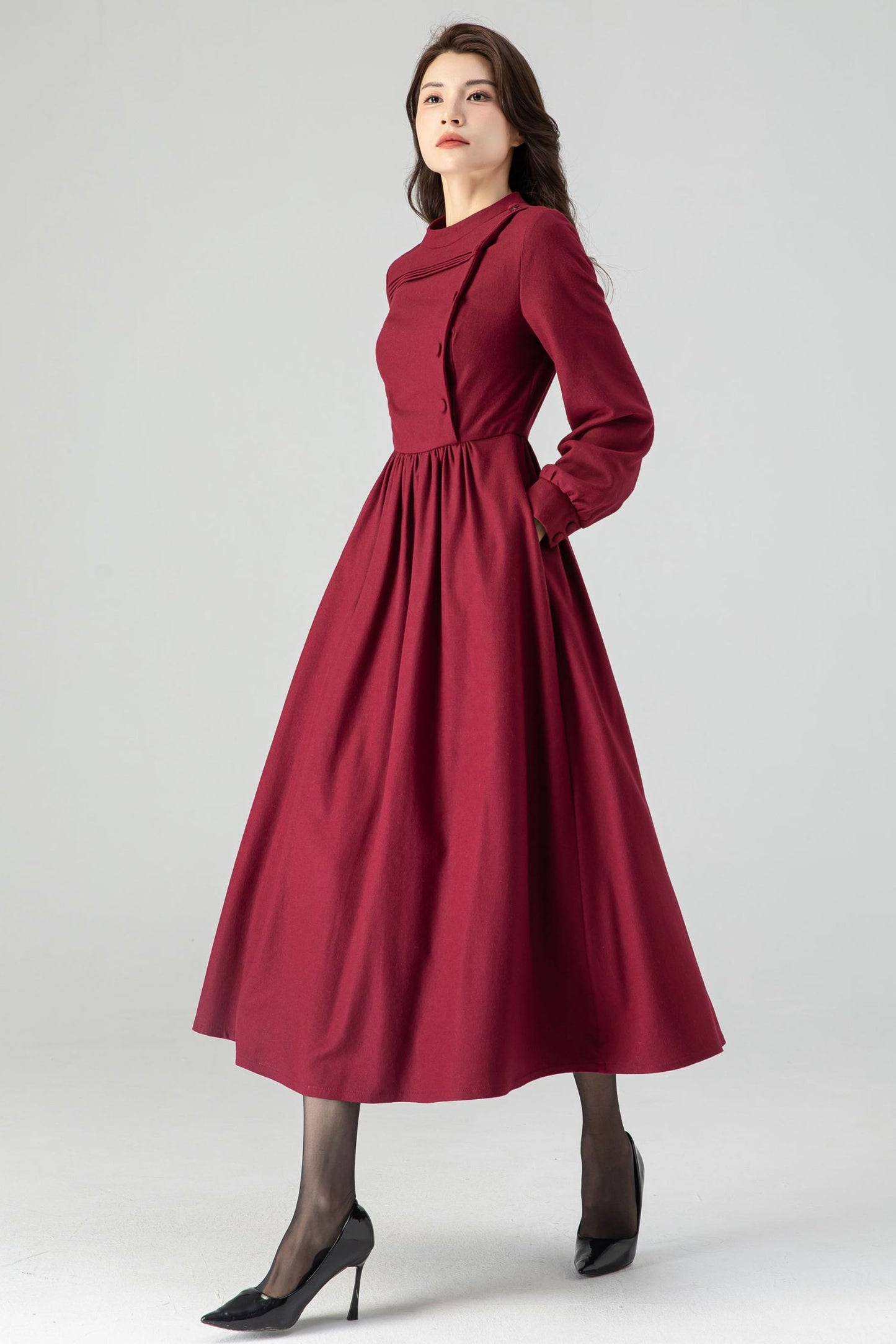 Burgundy Fit and Flare Dress C3608 -Size XS us0 #CK2301041