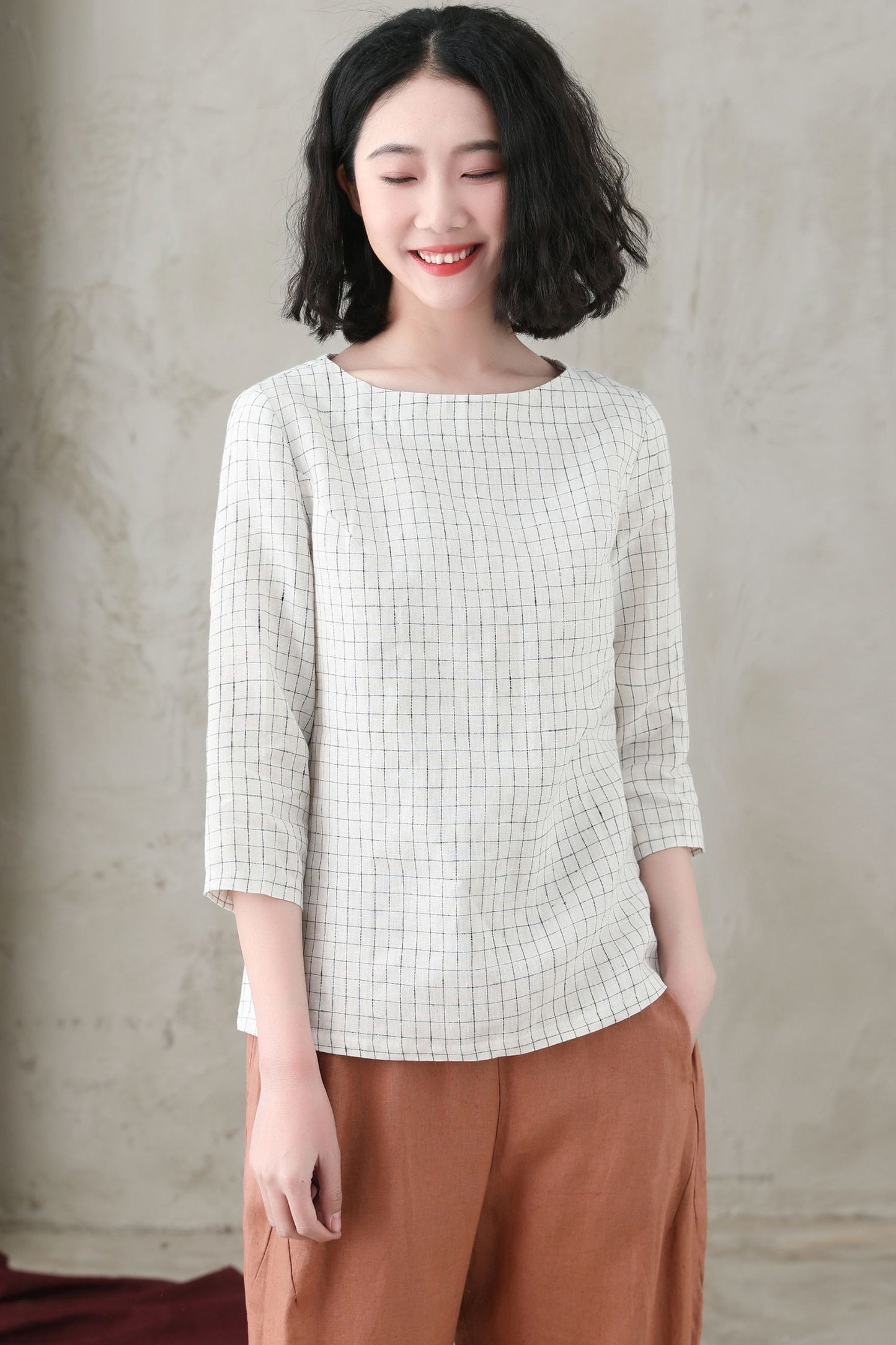 Simple Casual Linen Summer tops C2737 -Size XS #CK2200592