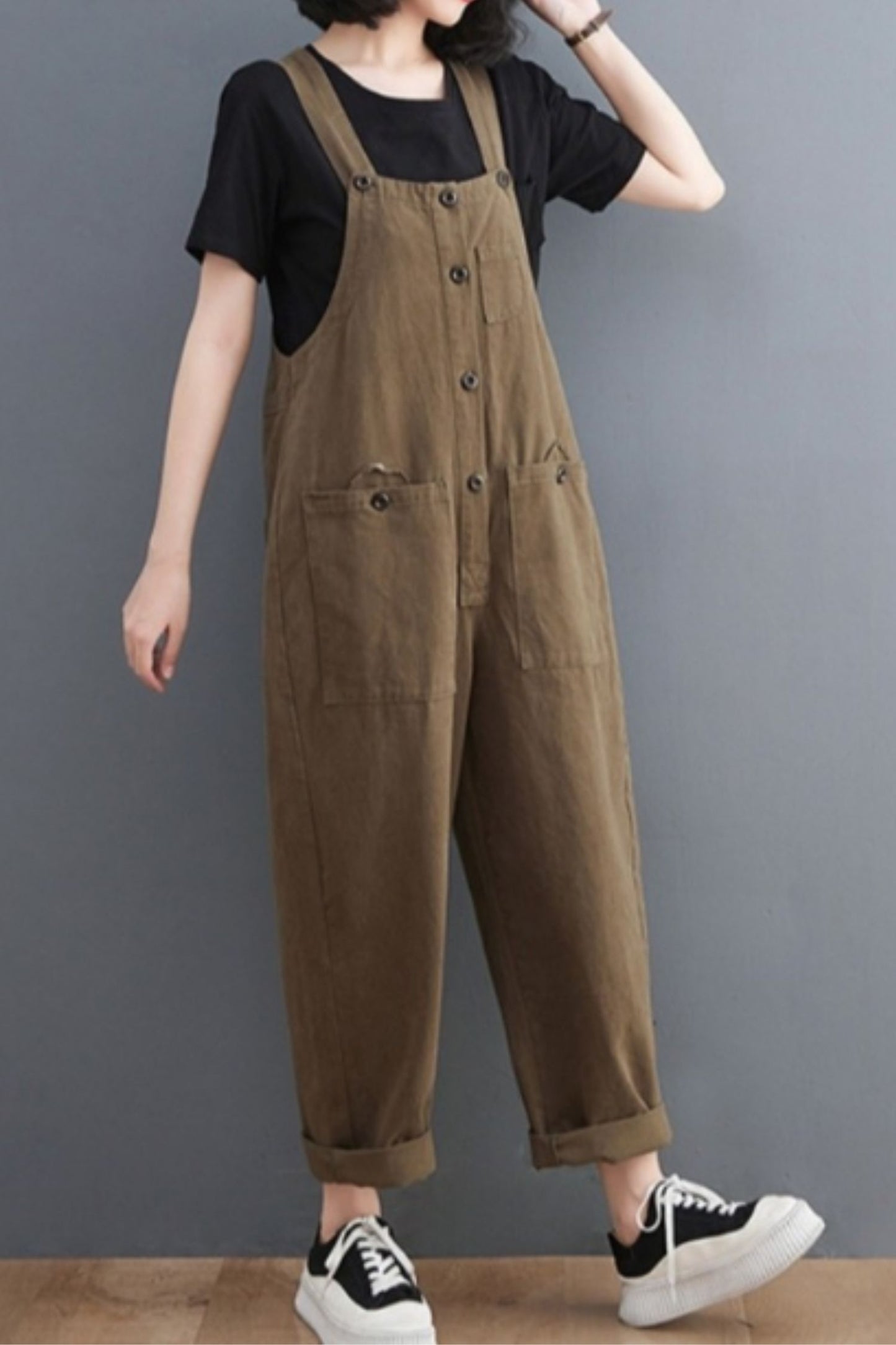 Loose fitting overalls pants women C5124