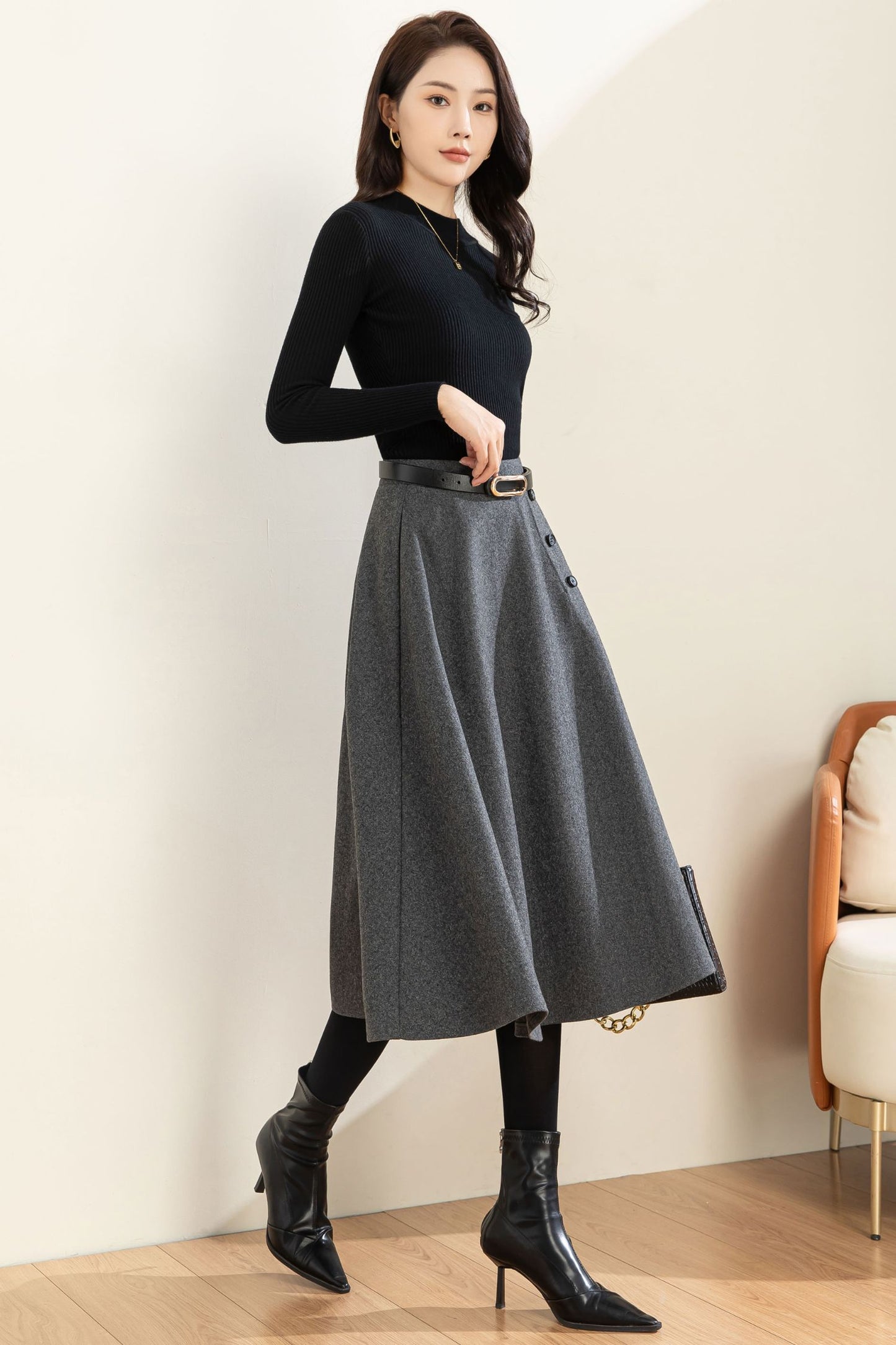 Autumn Winter A line Wool Skirt C3601 -Size XS US2 #CK2301186