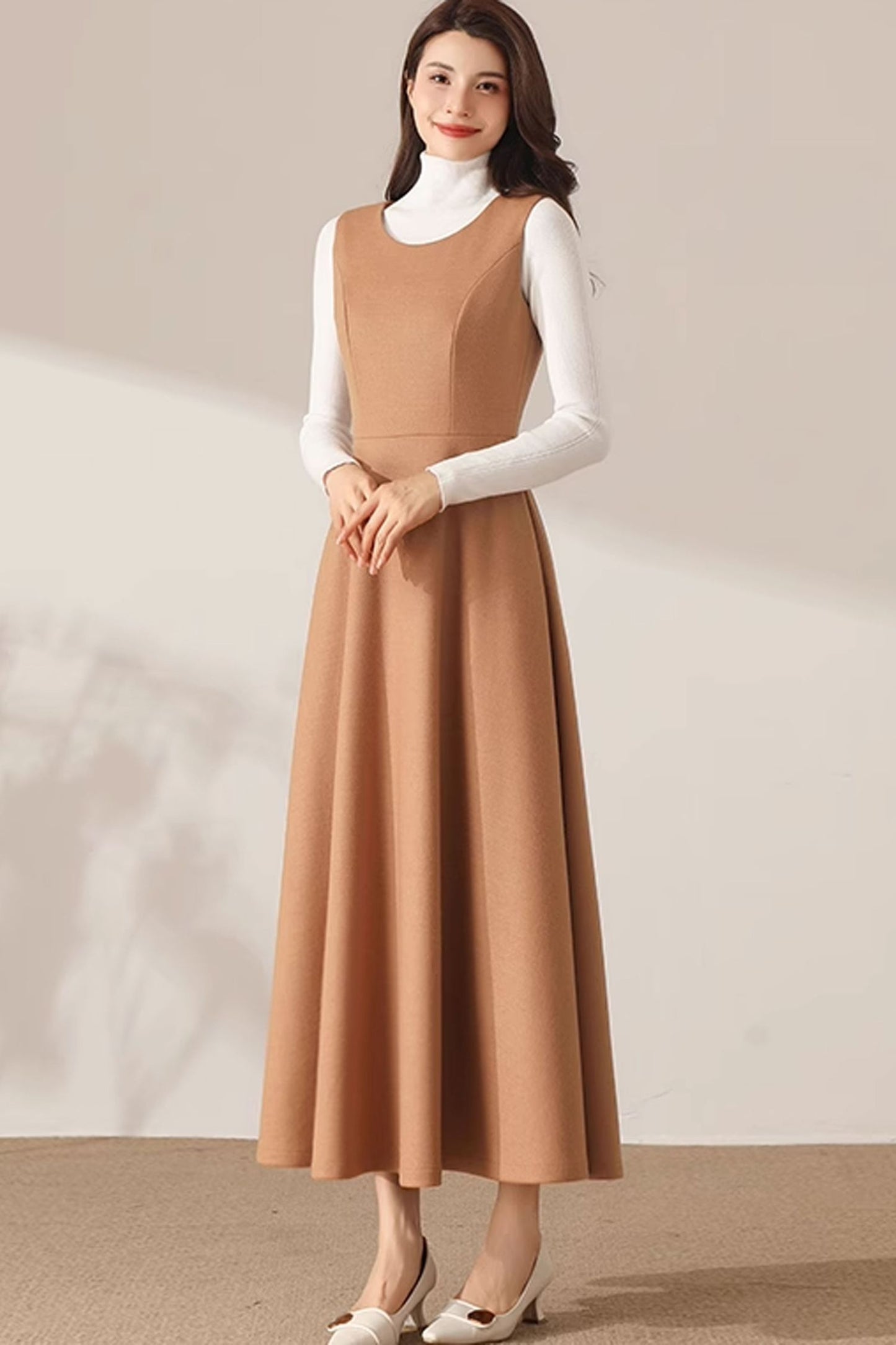 Womens Winter Pinafore Wool Dress C3690