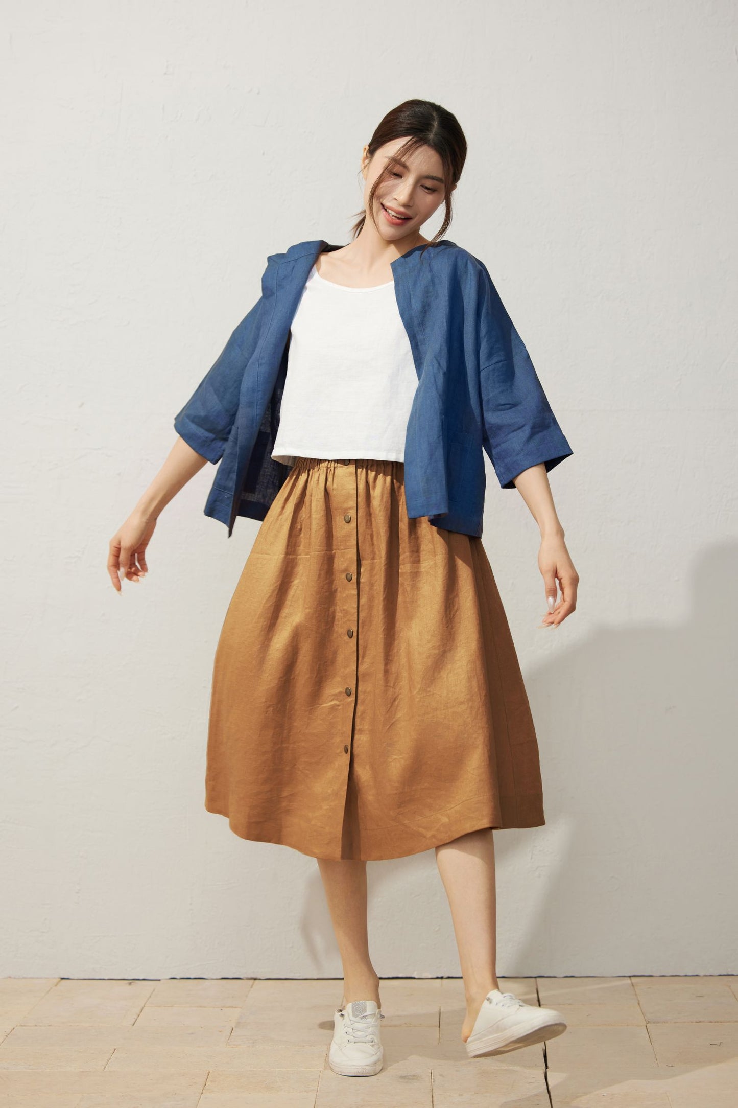Loose fit Linen skirt C3942