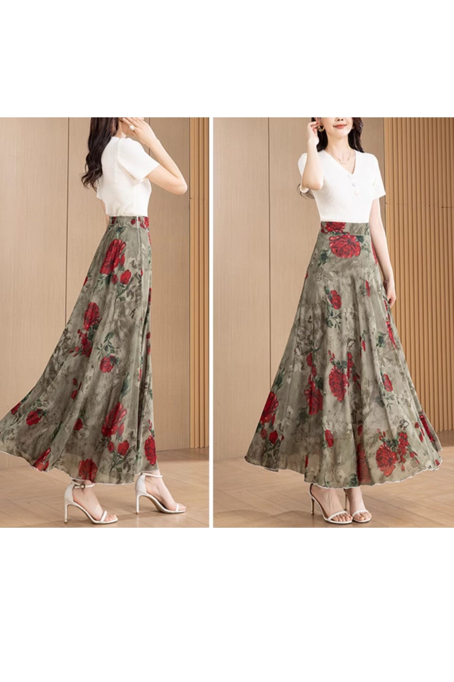 Summer prom chiffon skirt women C4916