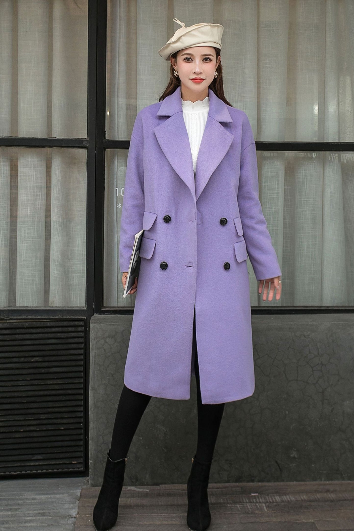 Relaxed Fit Wool Trench Coat C2572