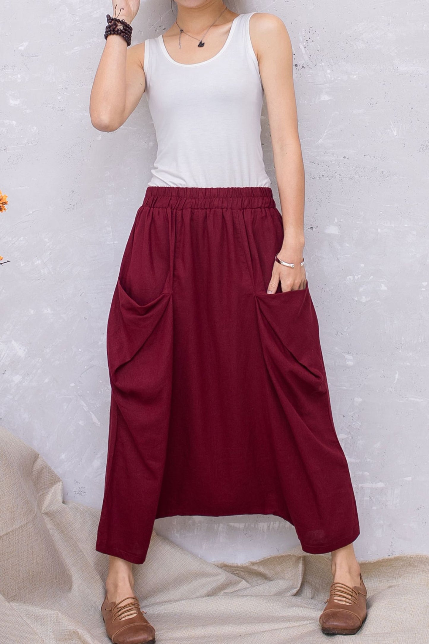 Women Summer Harem Linen Plus Size Casual Pants C2800 - CK2201353