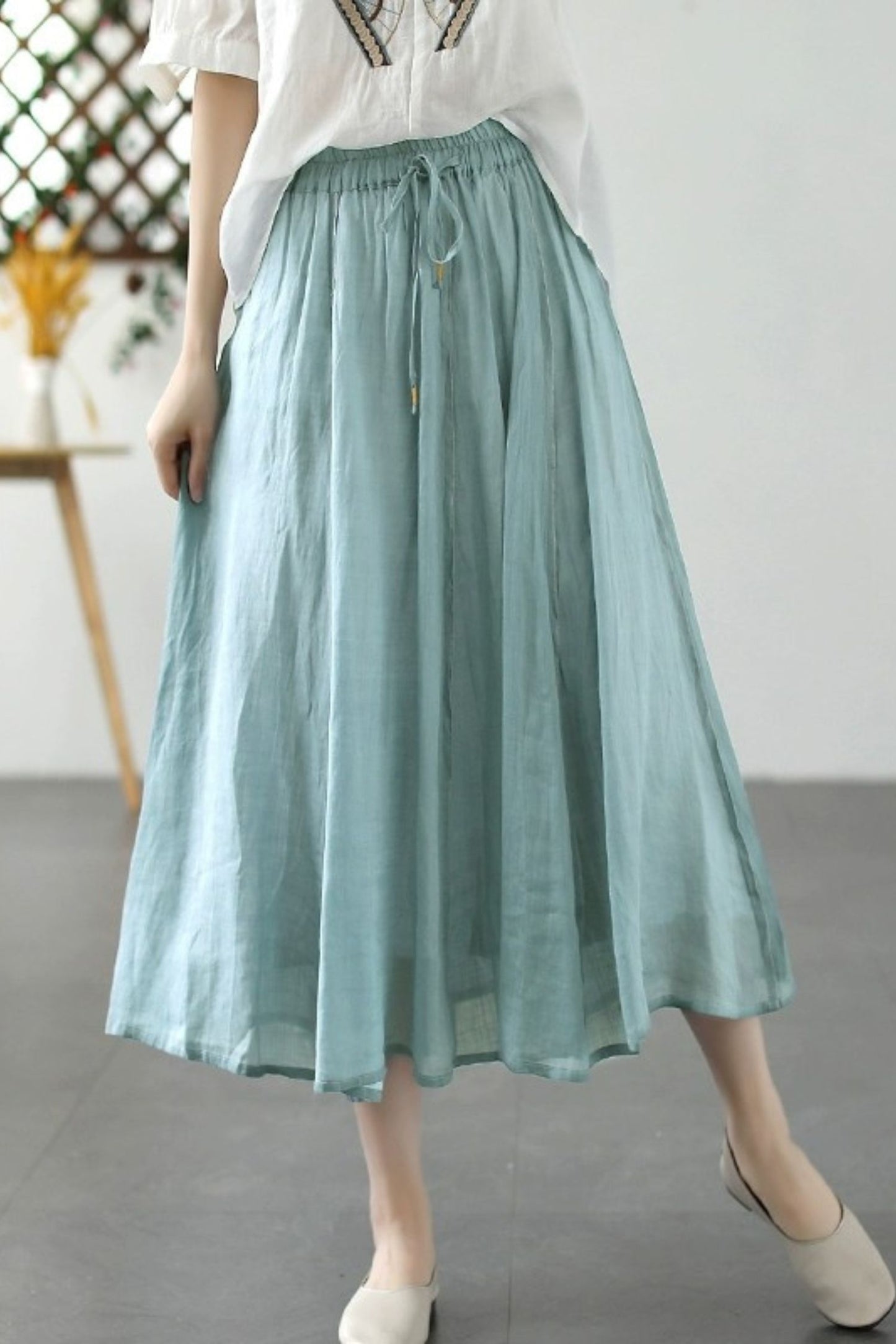 Summer high waist A-line elastic waist skirt TT0036