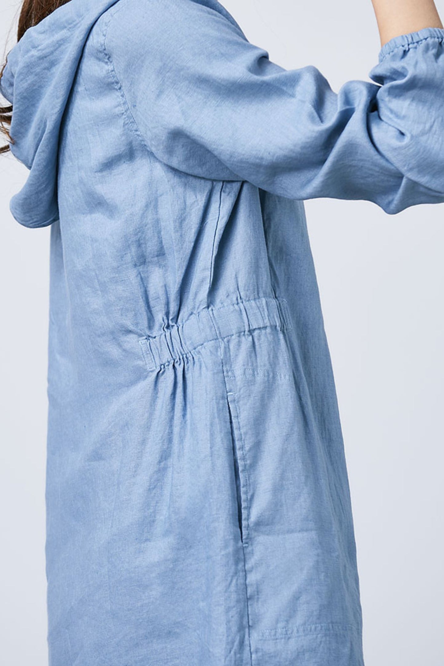 Blue Simple Linen shirt dress C1672