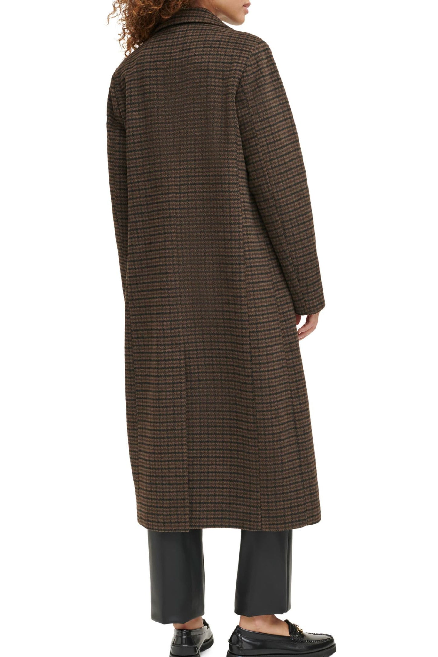 Women's Autumn and winter brown plaid coat C4297