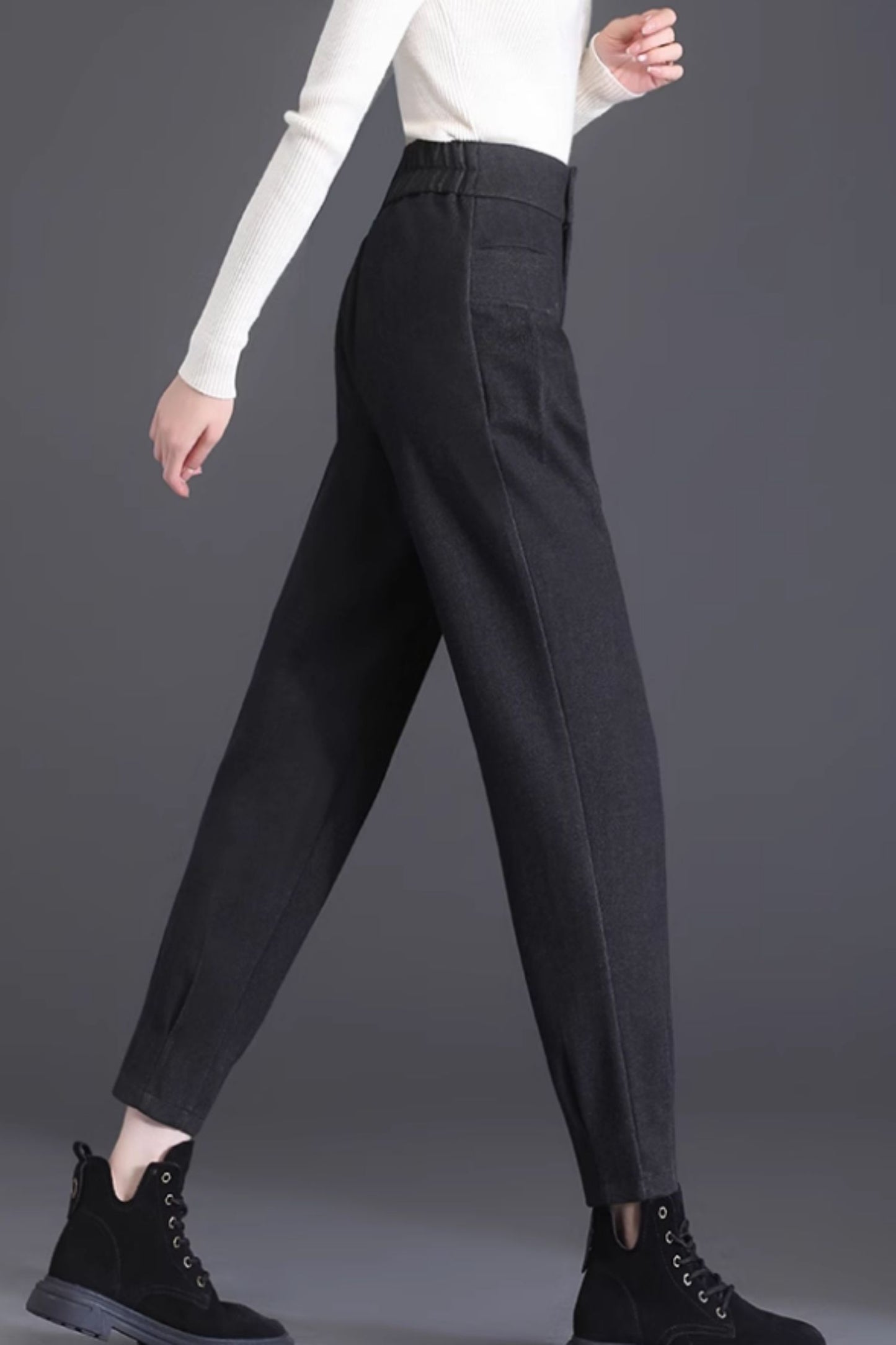 Loose fitting long wool pants women C4644