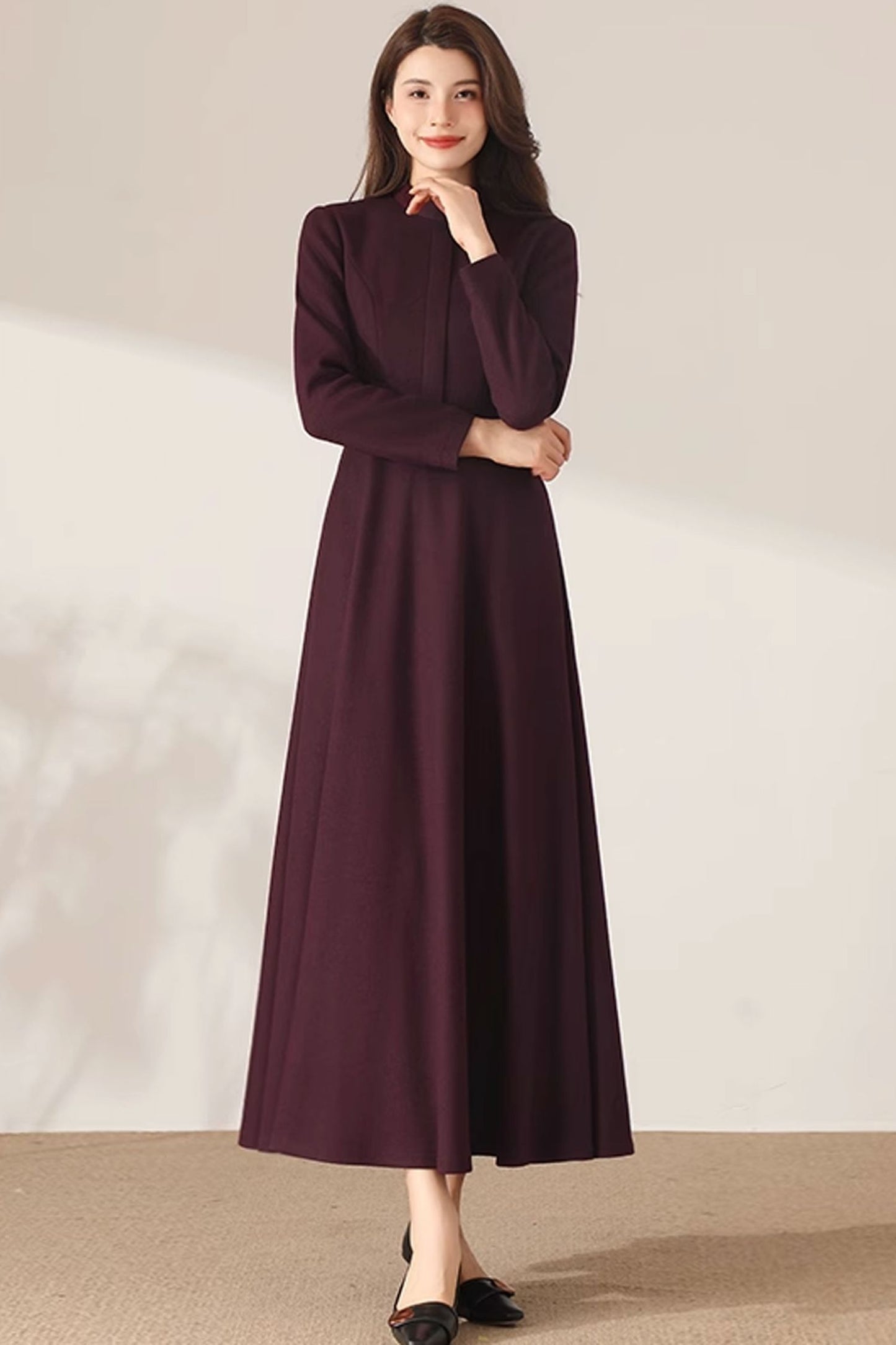 Black Maxi Wool Dress C3689