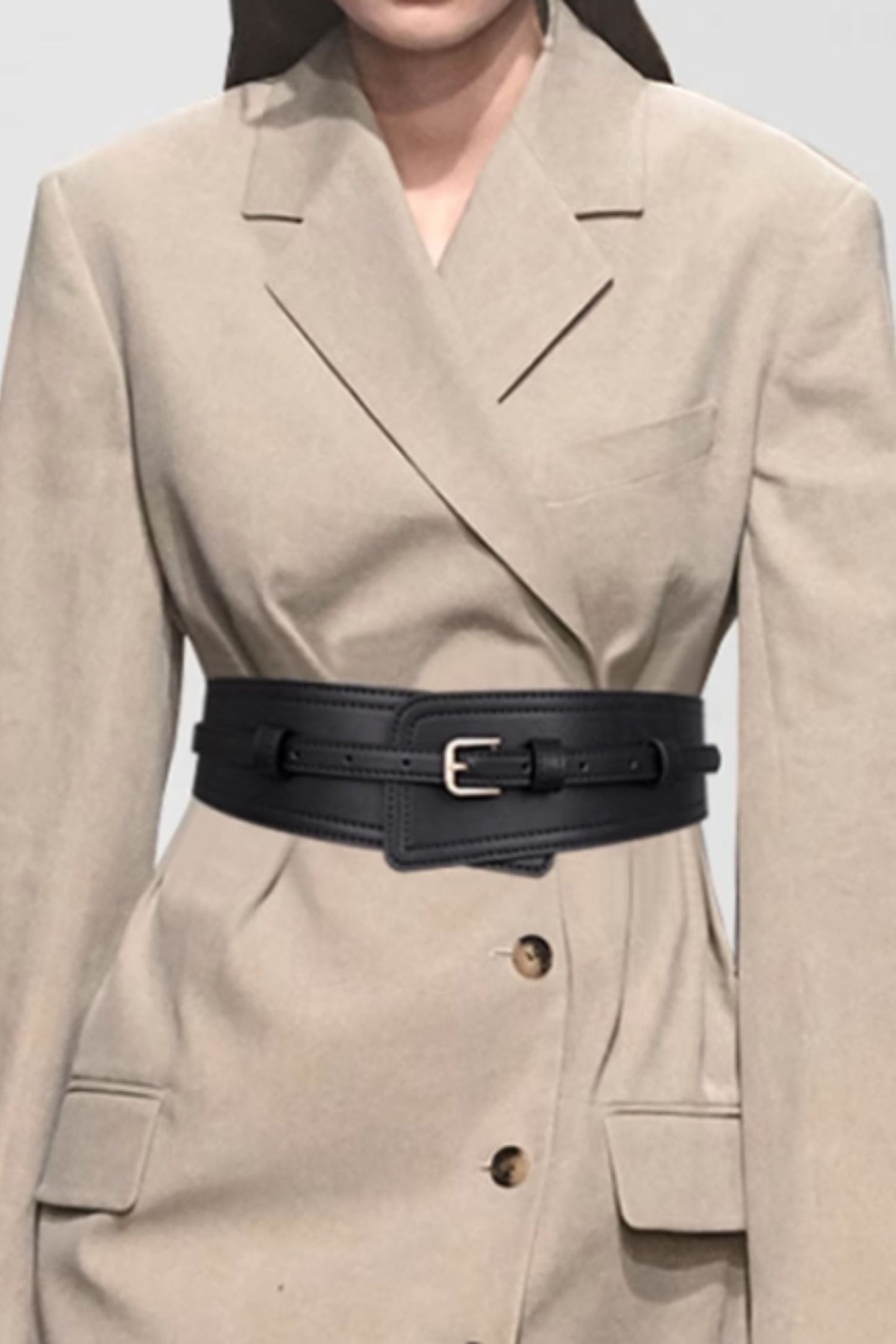 Wide leather belt for women C4686
