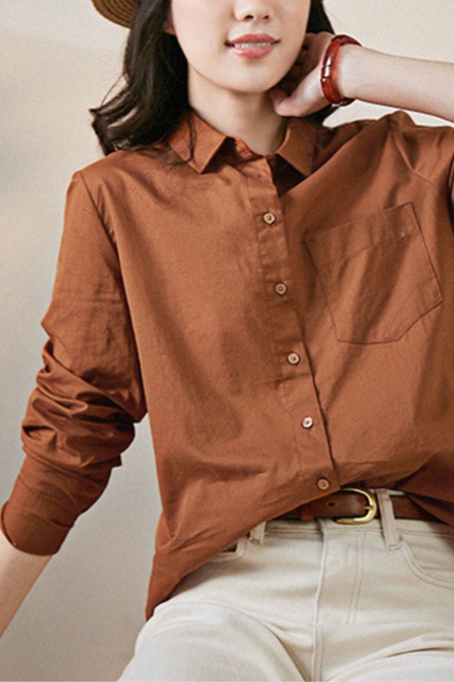 simple long-sleeved cotton shirt TT0025