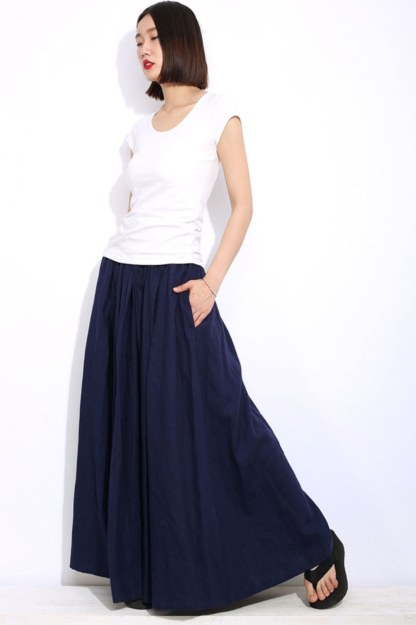 Long Pleated Blue skirt C330