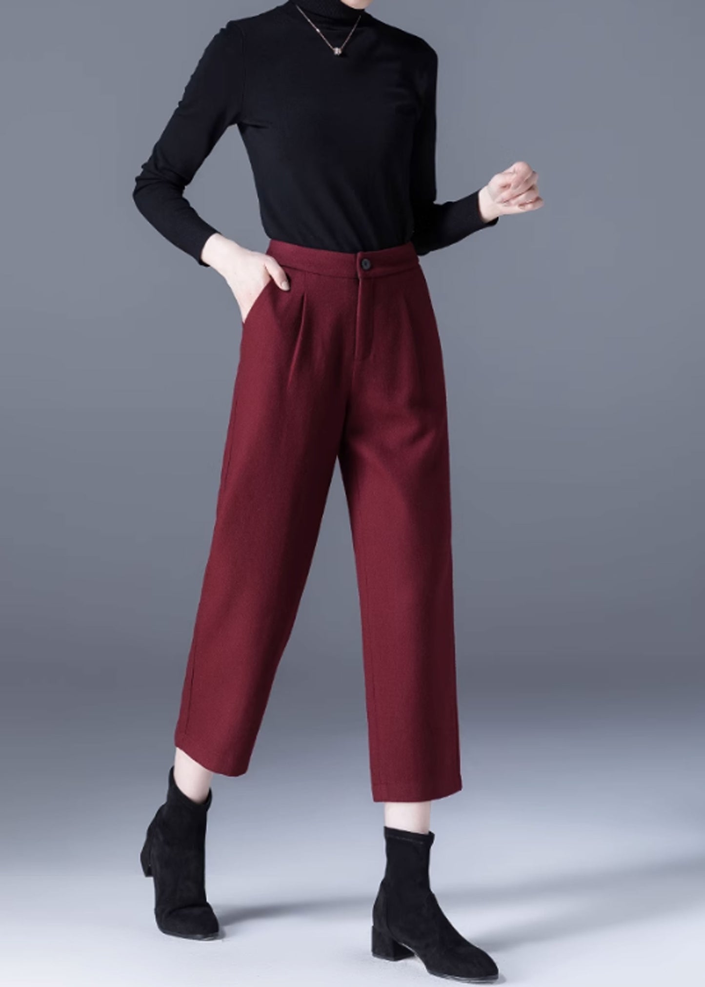 Wool Pants Women, Wide Leg Pants, Winter Wool Pants C3518