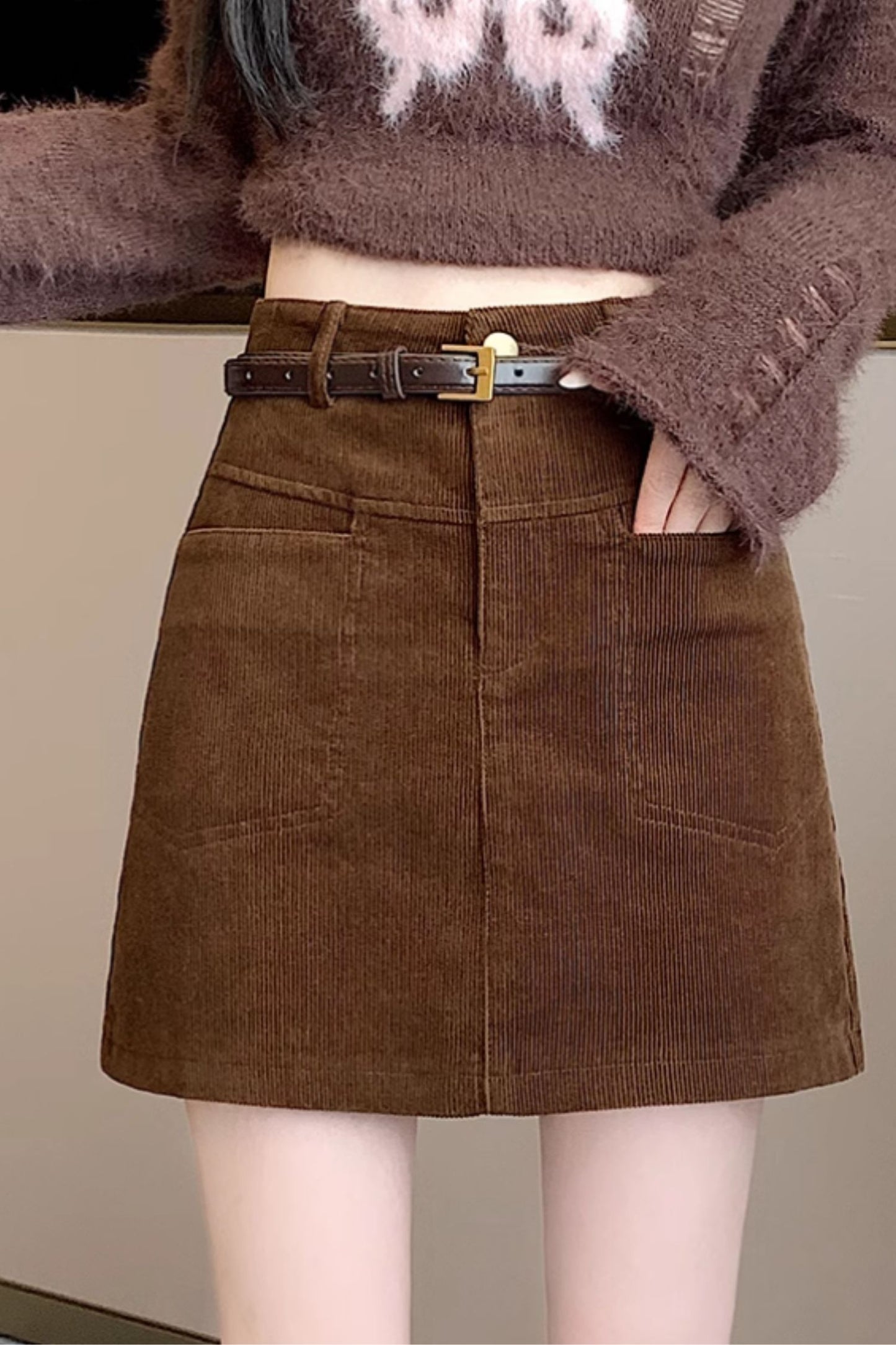 Vintage inspired short a line corduroy skirt C4637