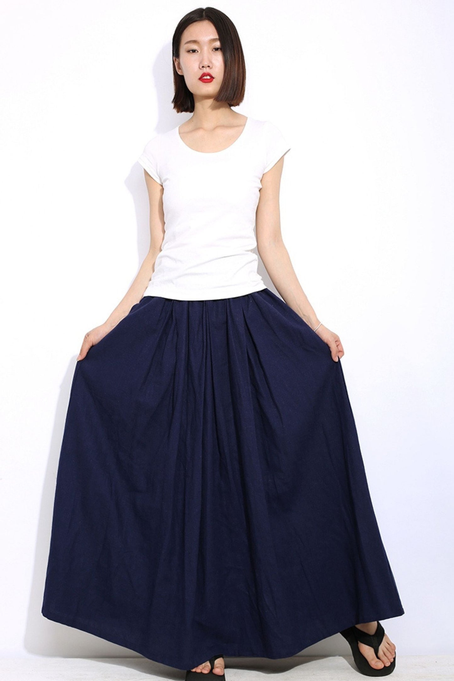Long Pleated Blue skirt C330