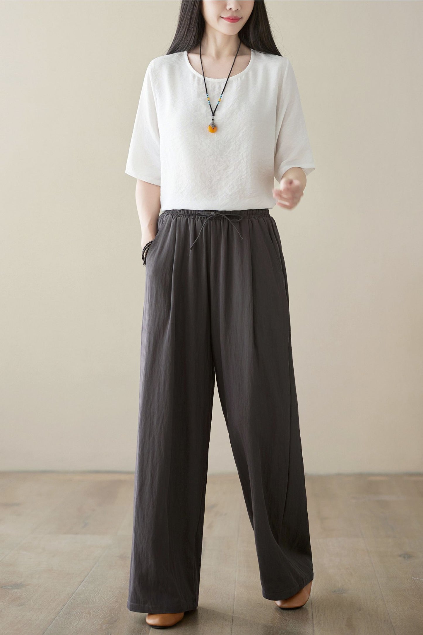 Wide Leg Casual Linen Pants C3957 -Size XS #CK2400105