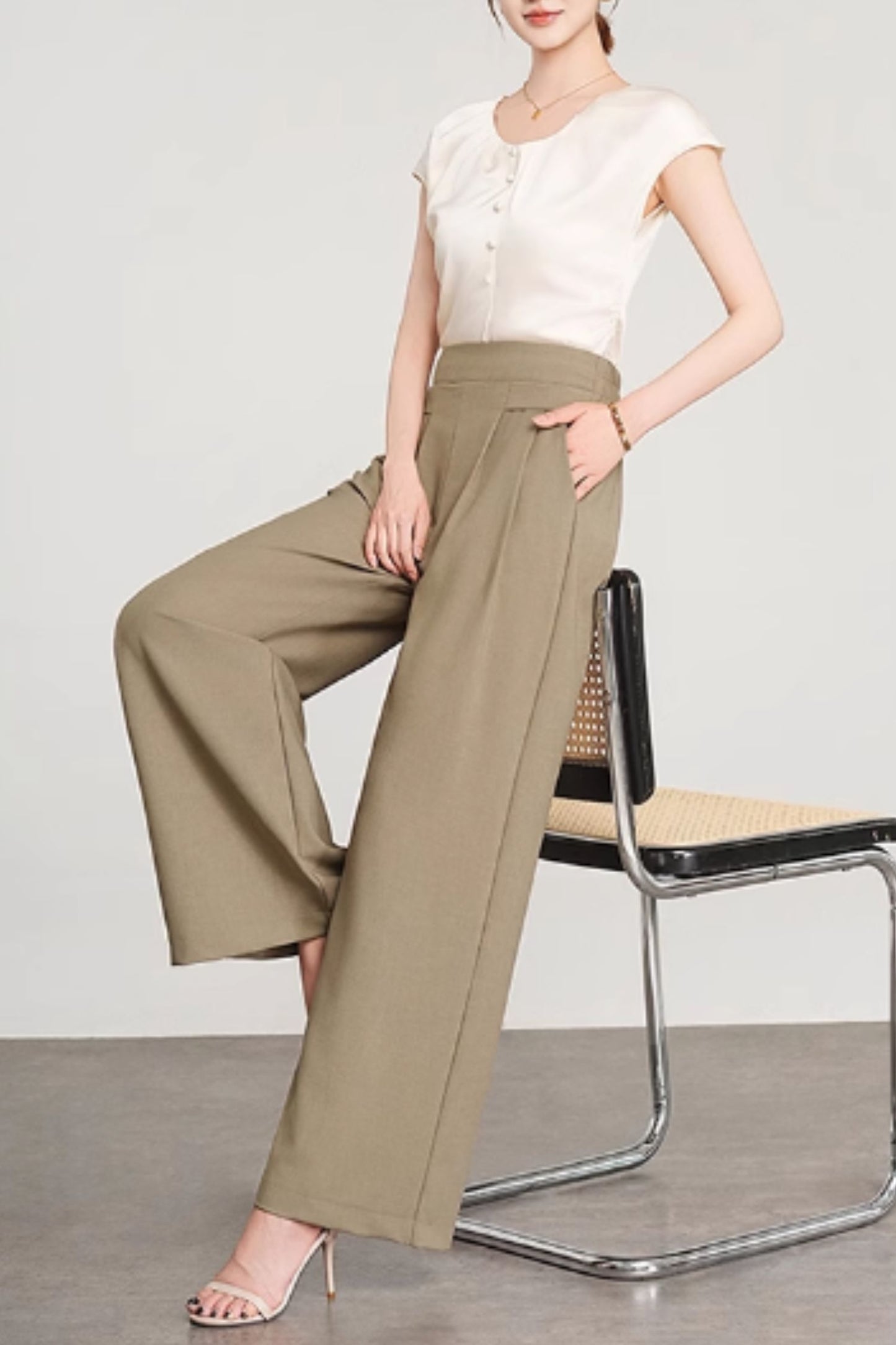 Long wide leg summer pants women C5024
