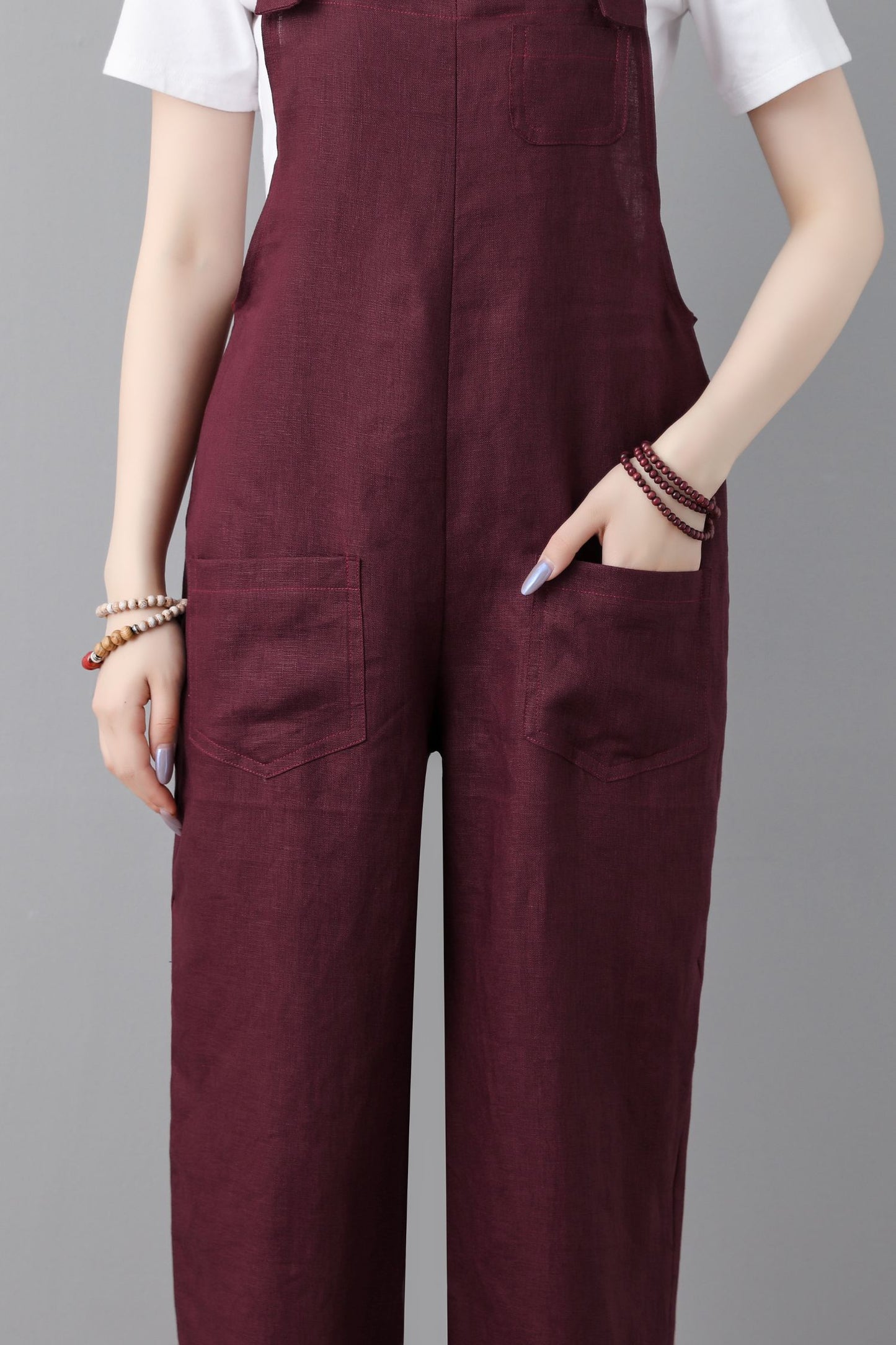Burgundy spring plus size jumpsuits C2308