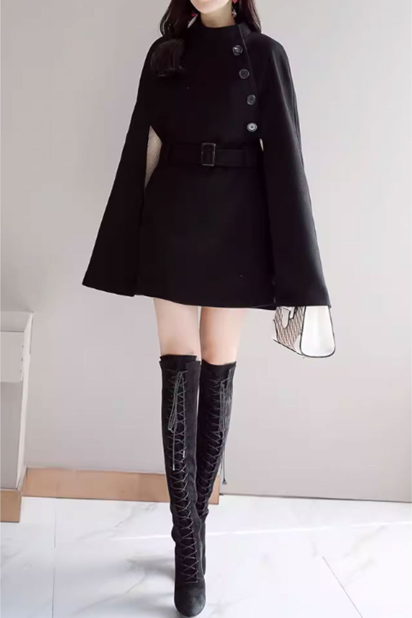 short wool cape women C3657