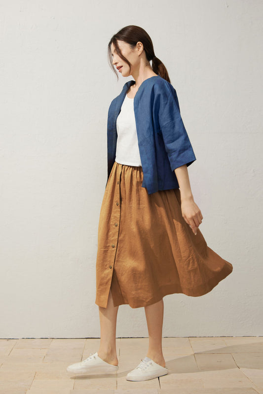 Loose fit Linen skirt C3942