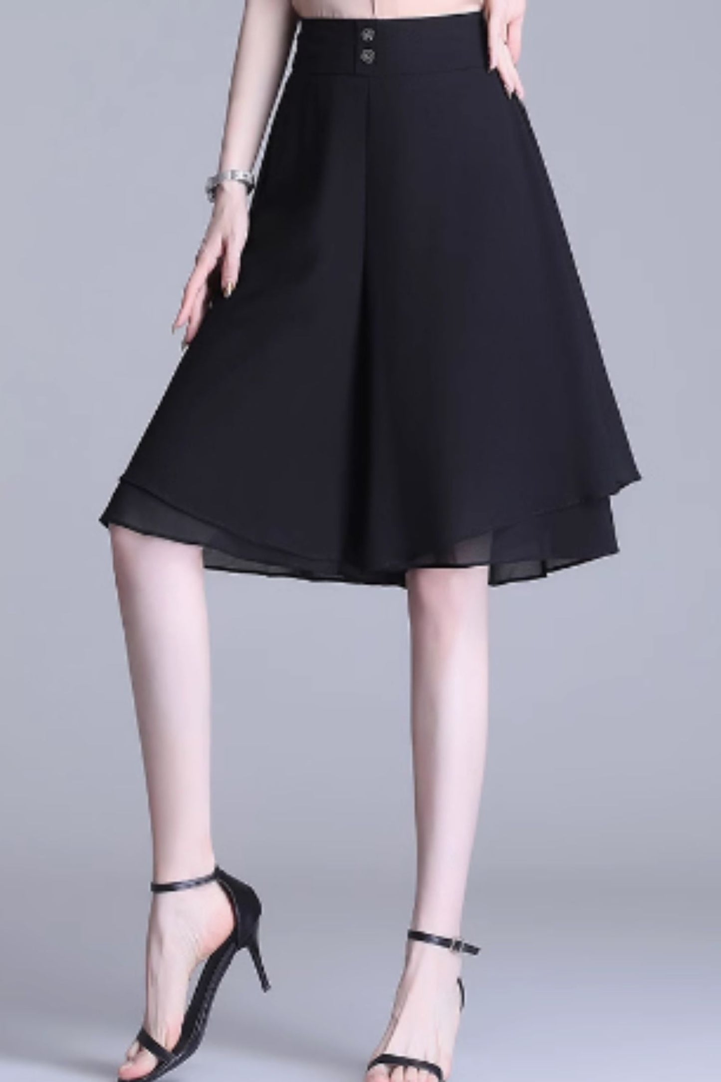 Summer swing chiffon black Shorts C5028