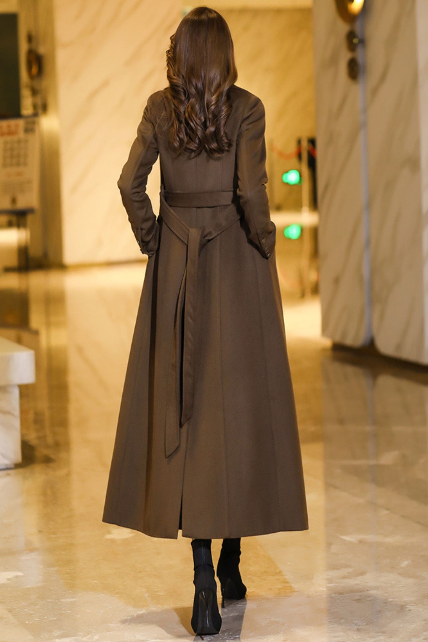 Womens Medium-length Brown coat C3770