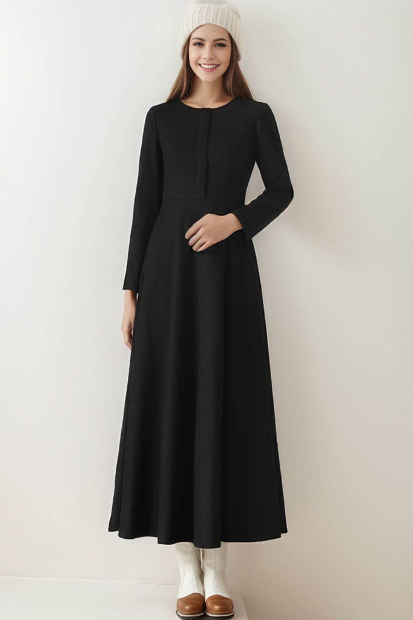 Women Vintage inspired Wool Dress C4270