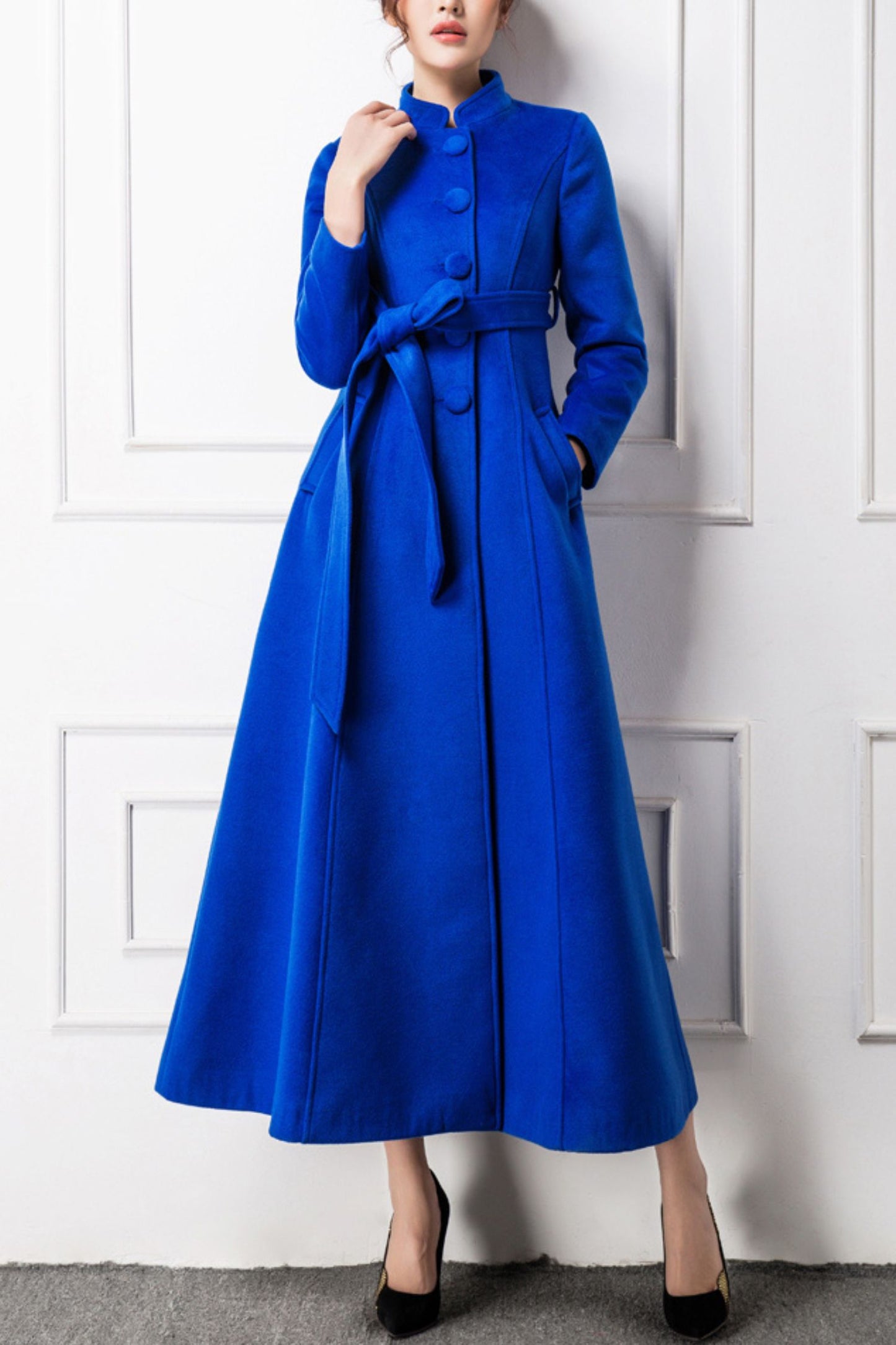 Women's Autumn and winter Blue wool coat C4281