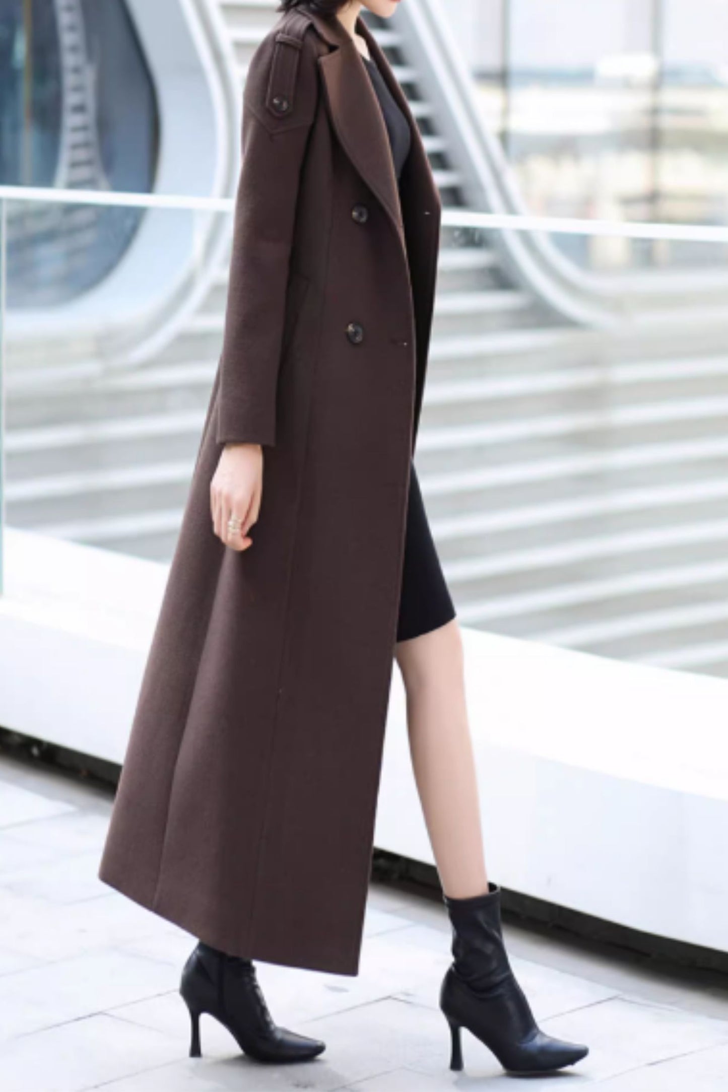 Long trench wool coat women C5170