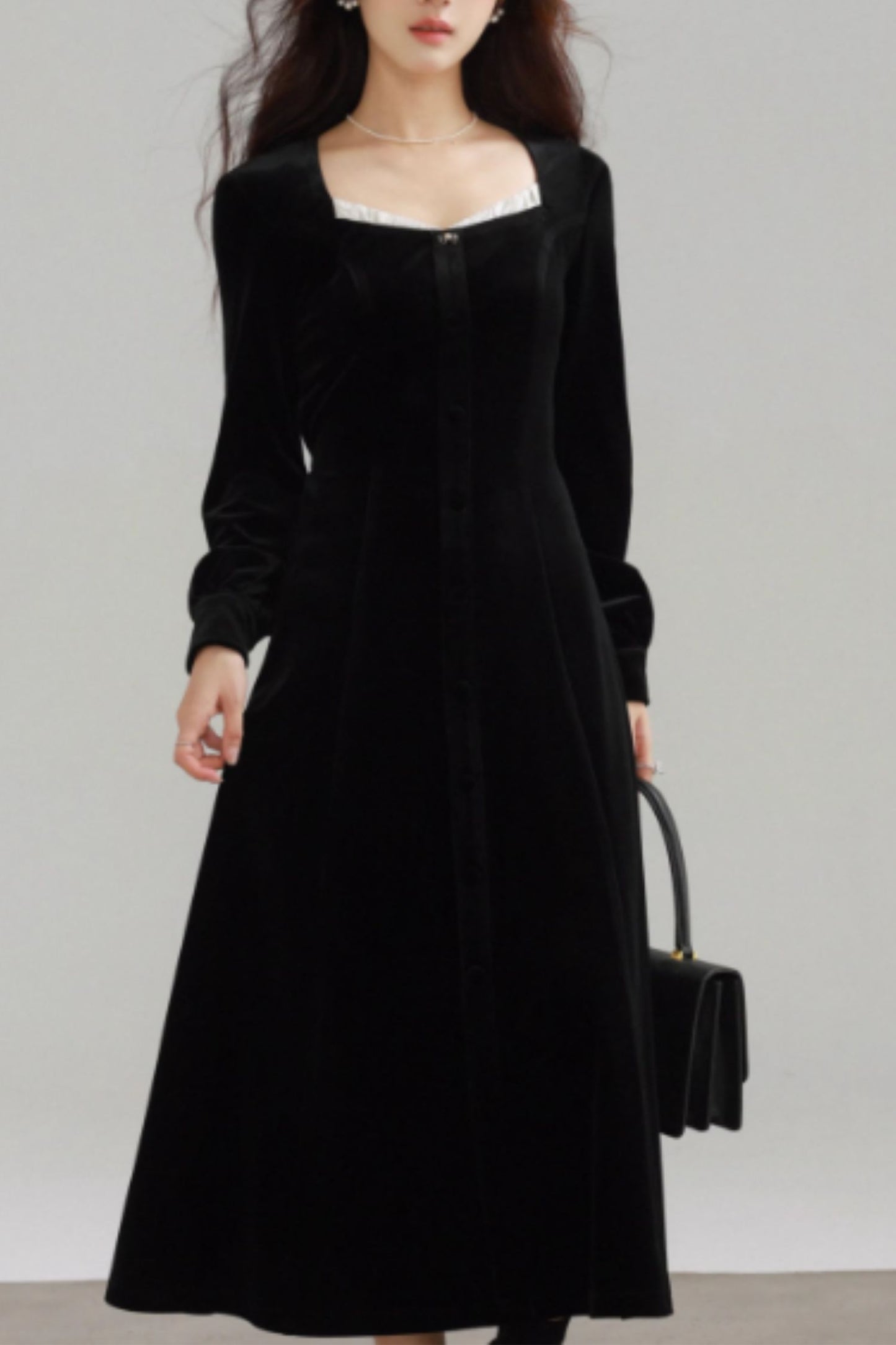 Black velvet prom dresses for women C4607