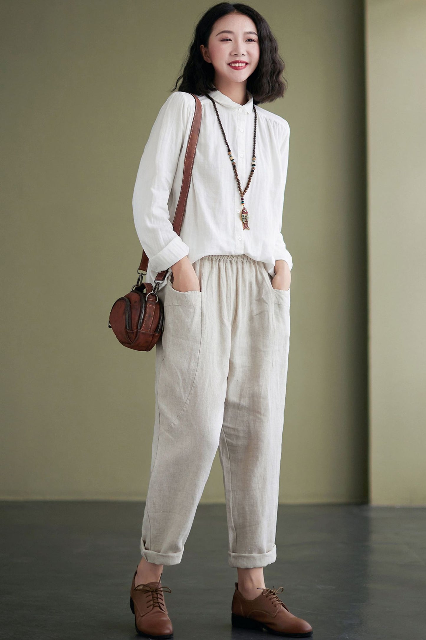 Button Down White Shirt women C2453