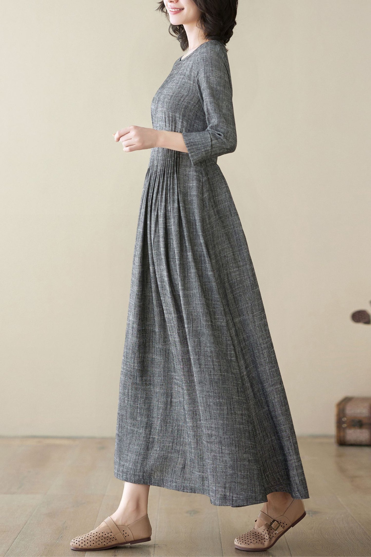 Women's Casual Grey Linen dress C3948 -Size XS #CK2400091
