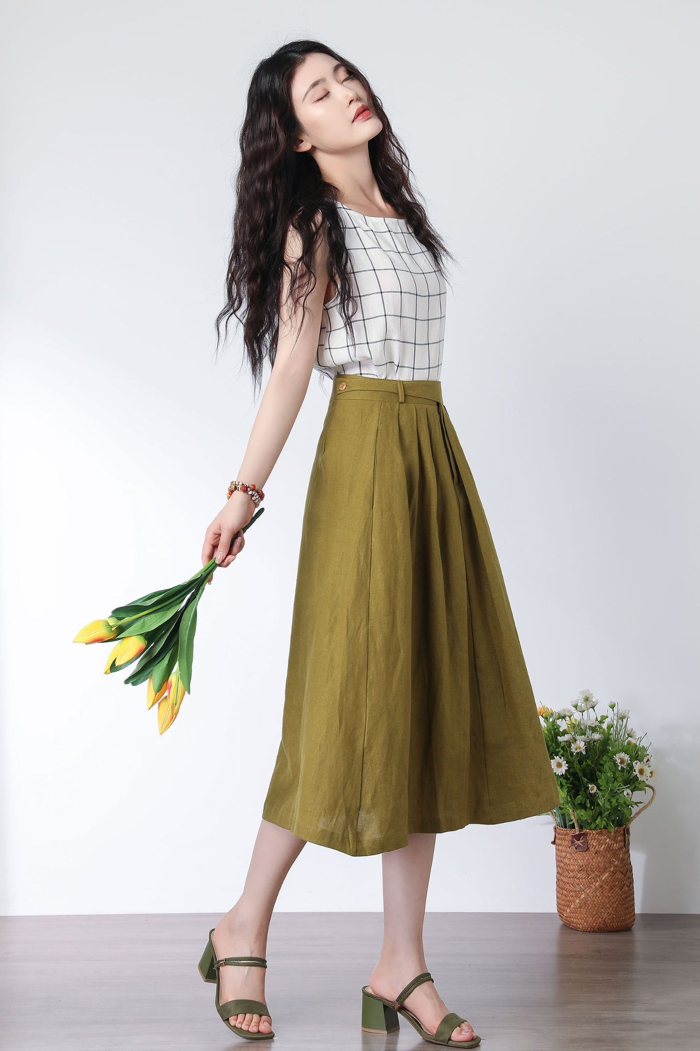 Summer A line skirt midi skirt C3331