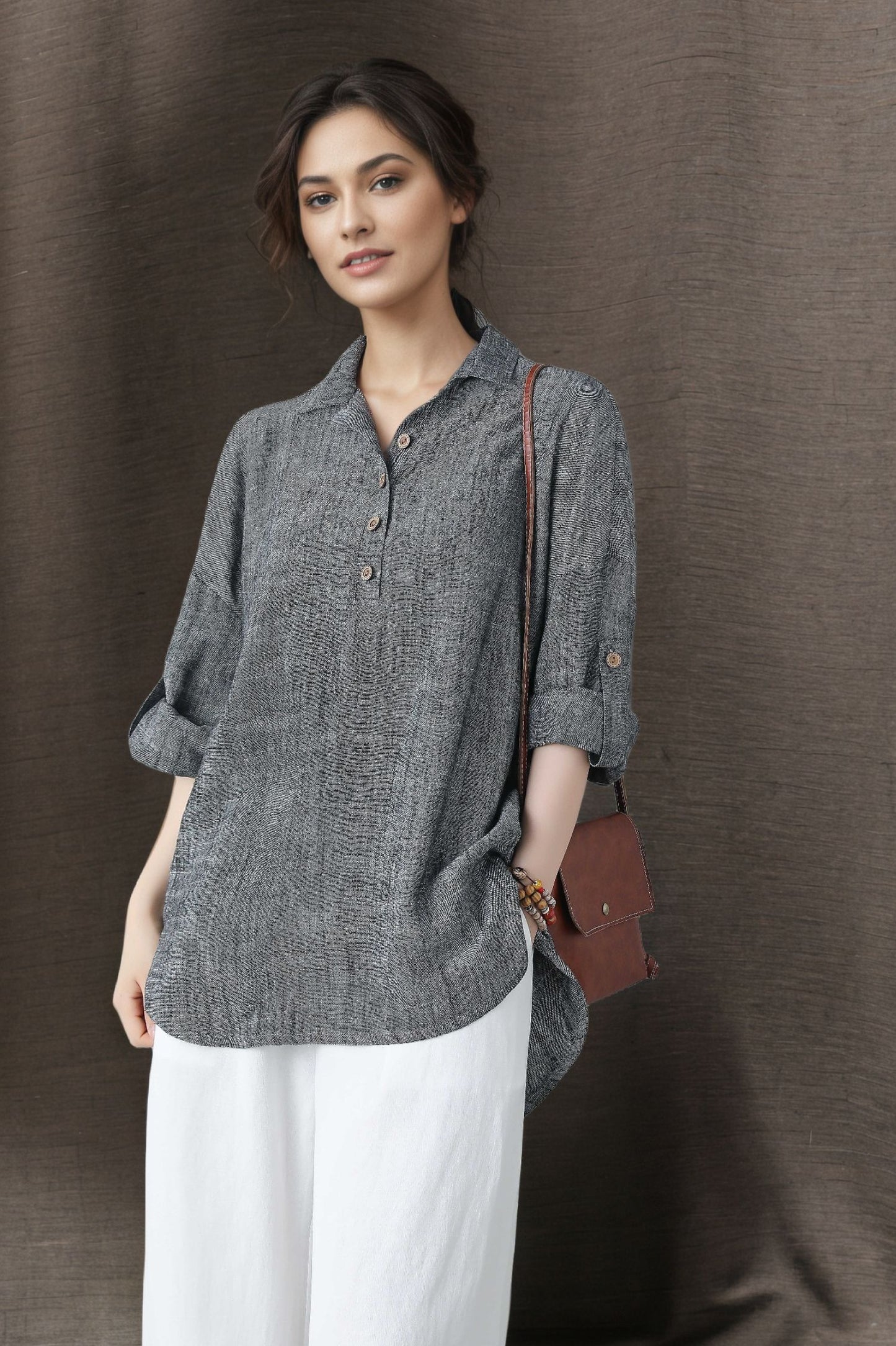 Spring Summer Linen Tops C4851
