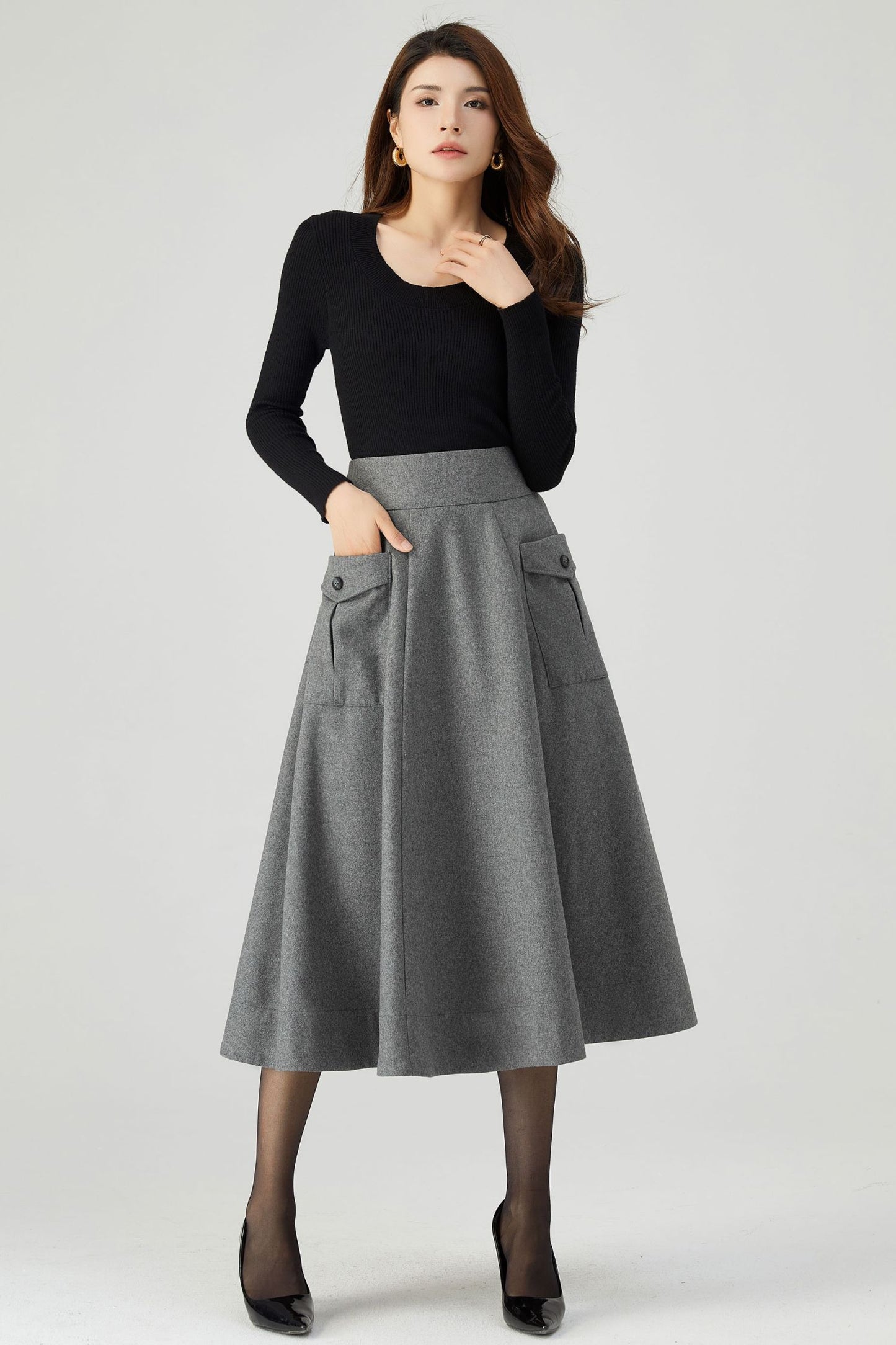 Winter Wool Grey Skirt C3554