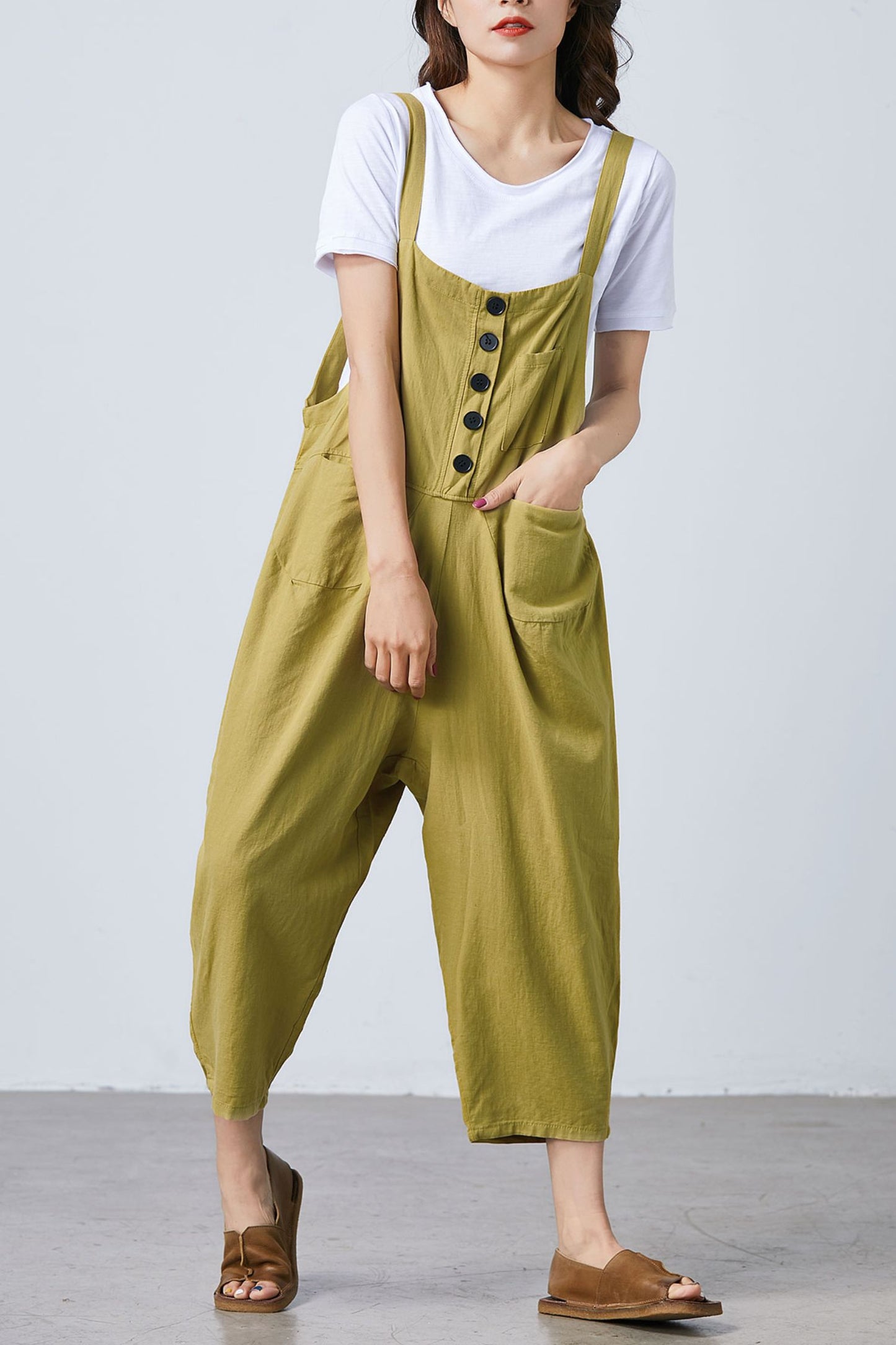 Women Casual Loose Linen Jumpsuits C1689