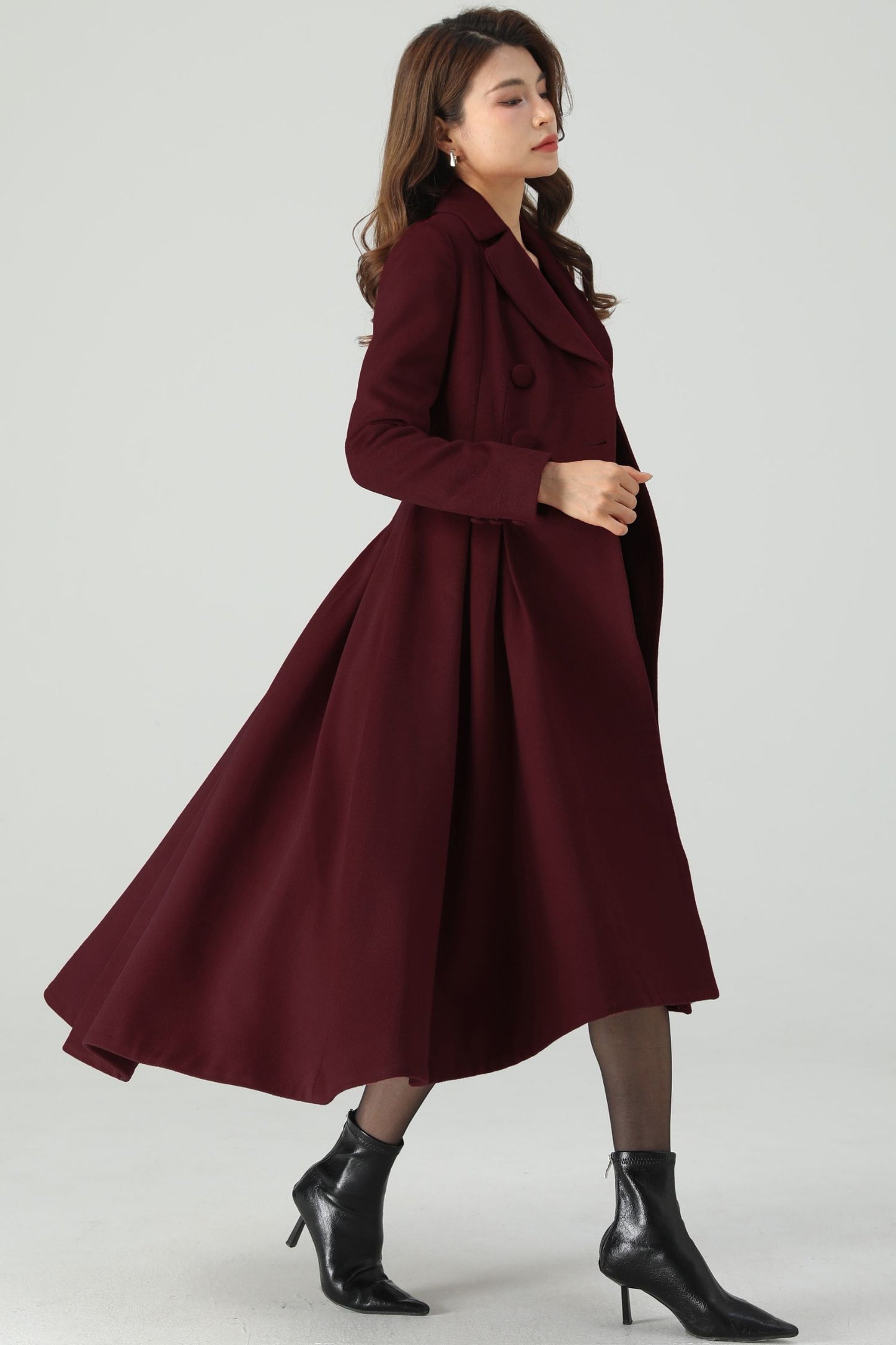Womens Princess Burgundy Wool Coat C4521