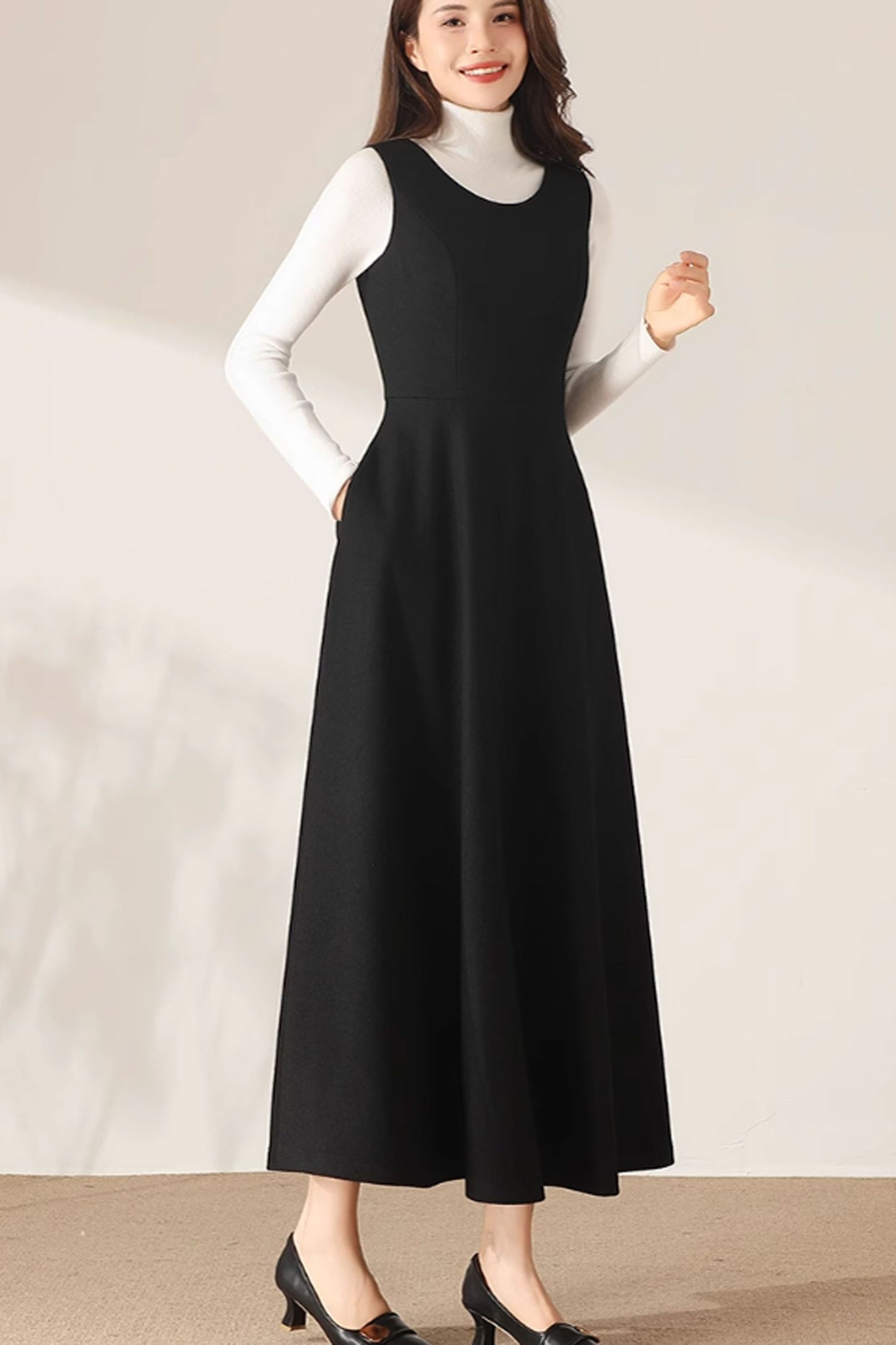 Womens Winter Pinafore Wool Dress C3690