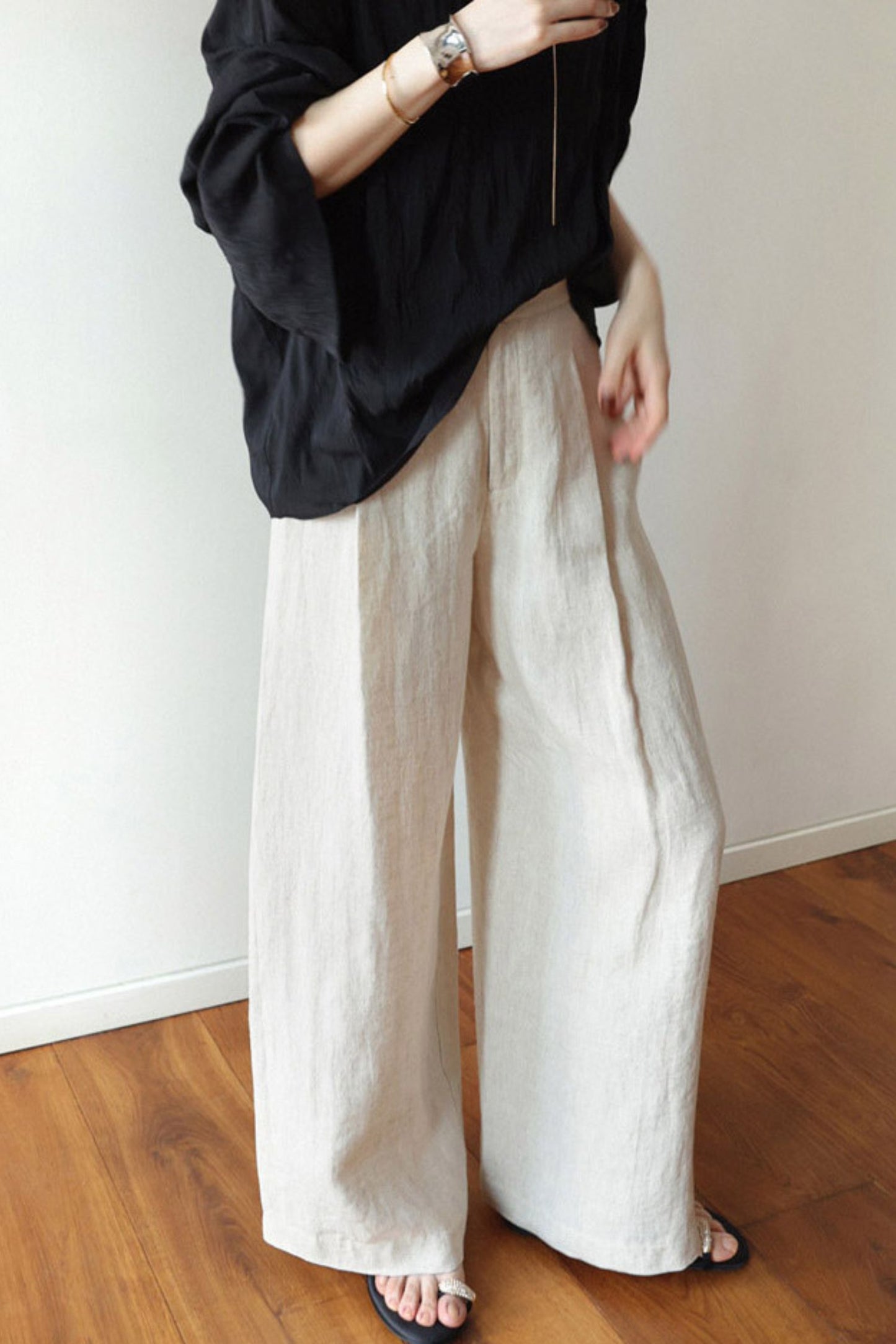 Wide Leg Linen Pants, Women's Linen Pants C3170