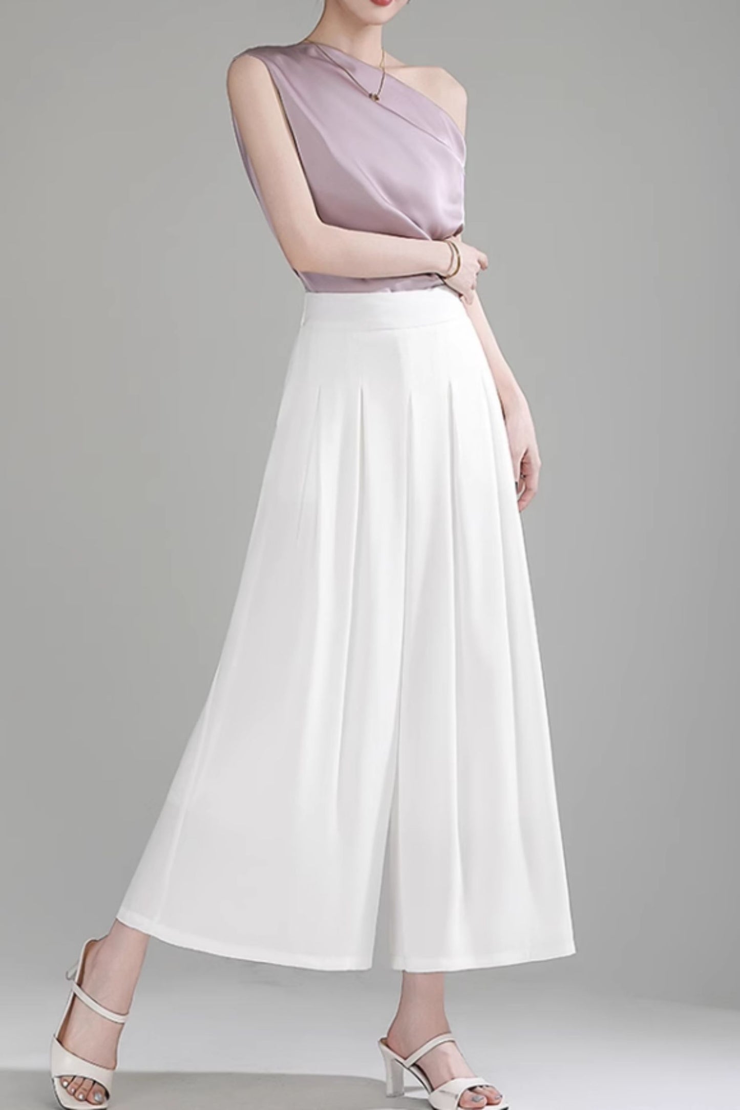 Wide leg long summer chiffon pants women C5021