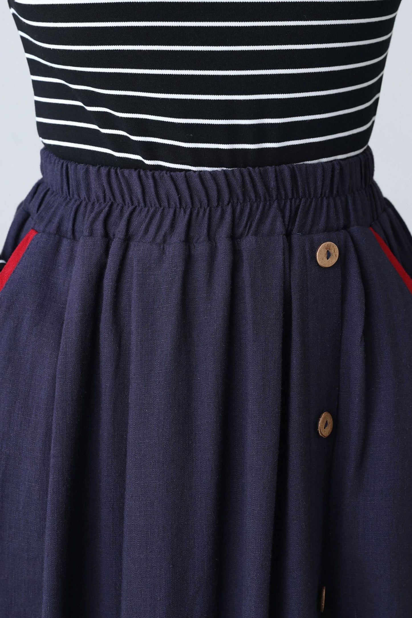 Linen Irregular Plus Size Spring Skirt with Pockets C2612
