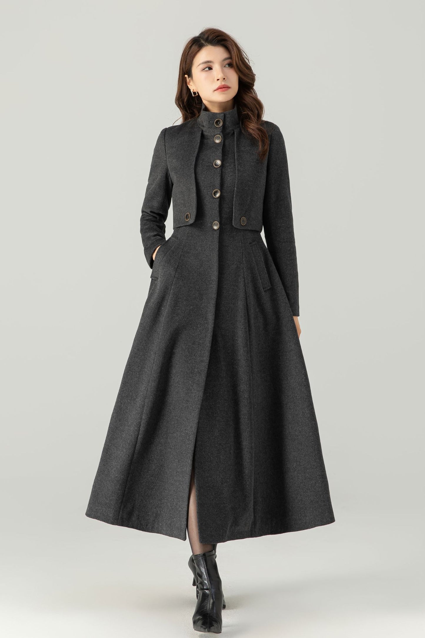 Winter Grey Wool Coat C3705