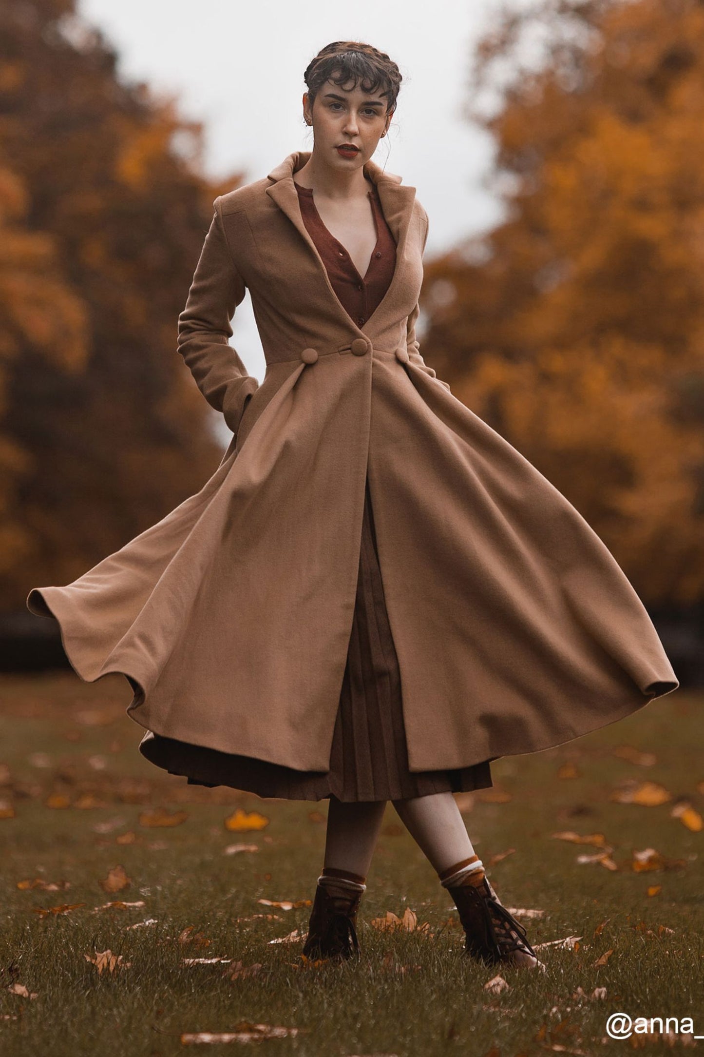 Vintage inspired wool princess coat C1744
