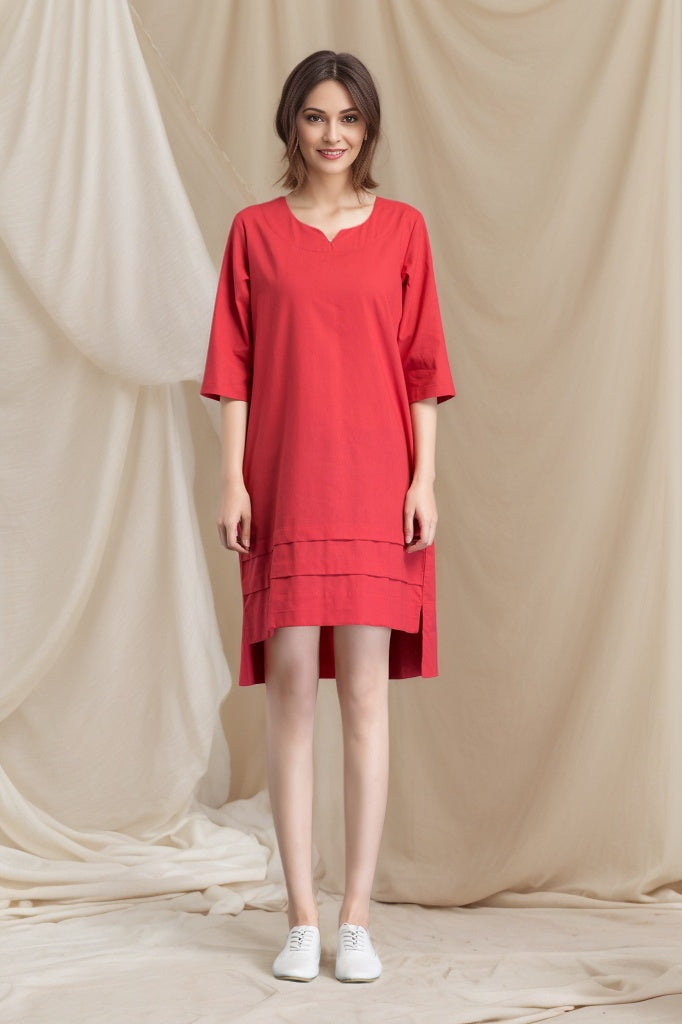 summer women linen dress with loose waist C4803