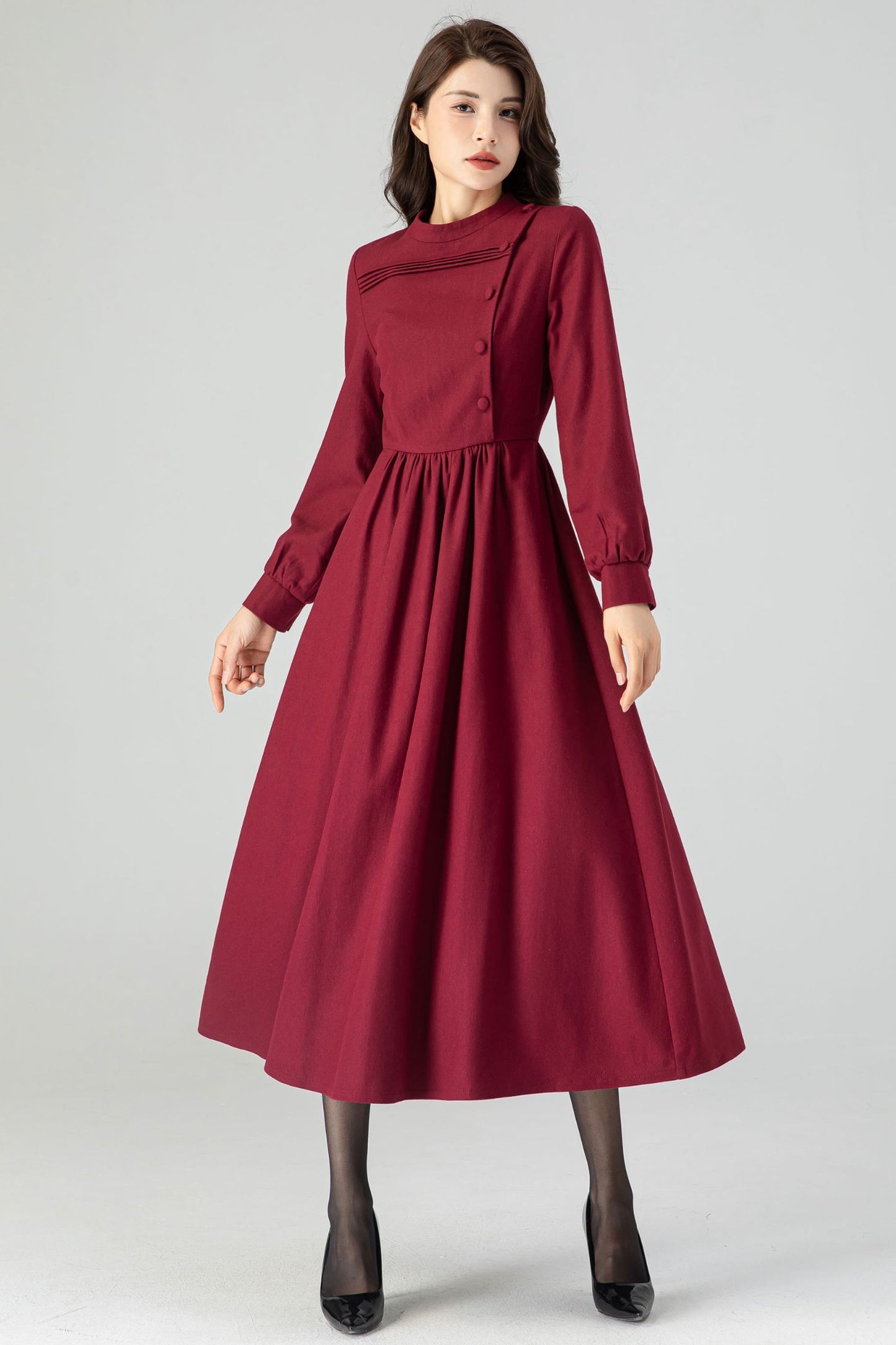 Burgundy Fit and Flare Dress C3608 -Size XS us0 #CK2301041