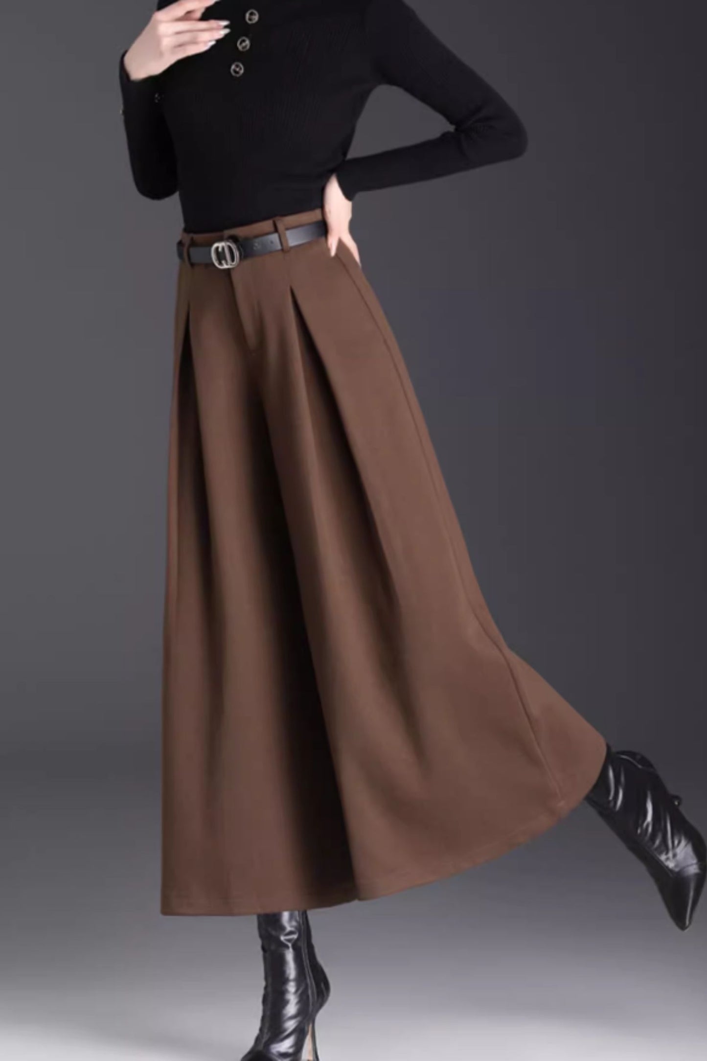 Loose fitting womens wool pants C4664