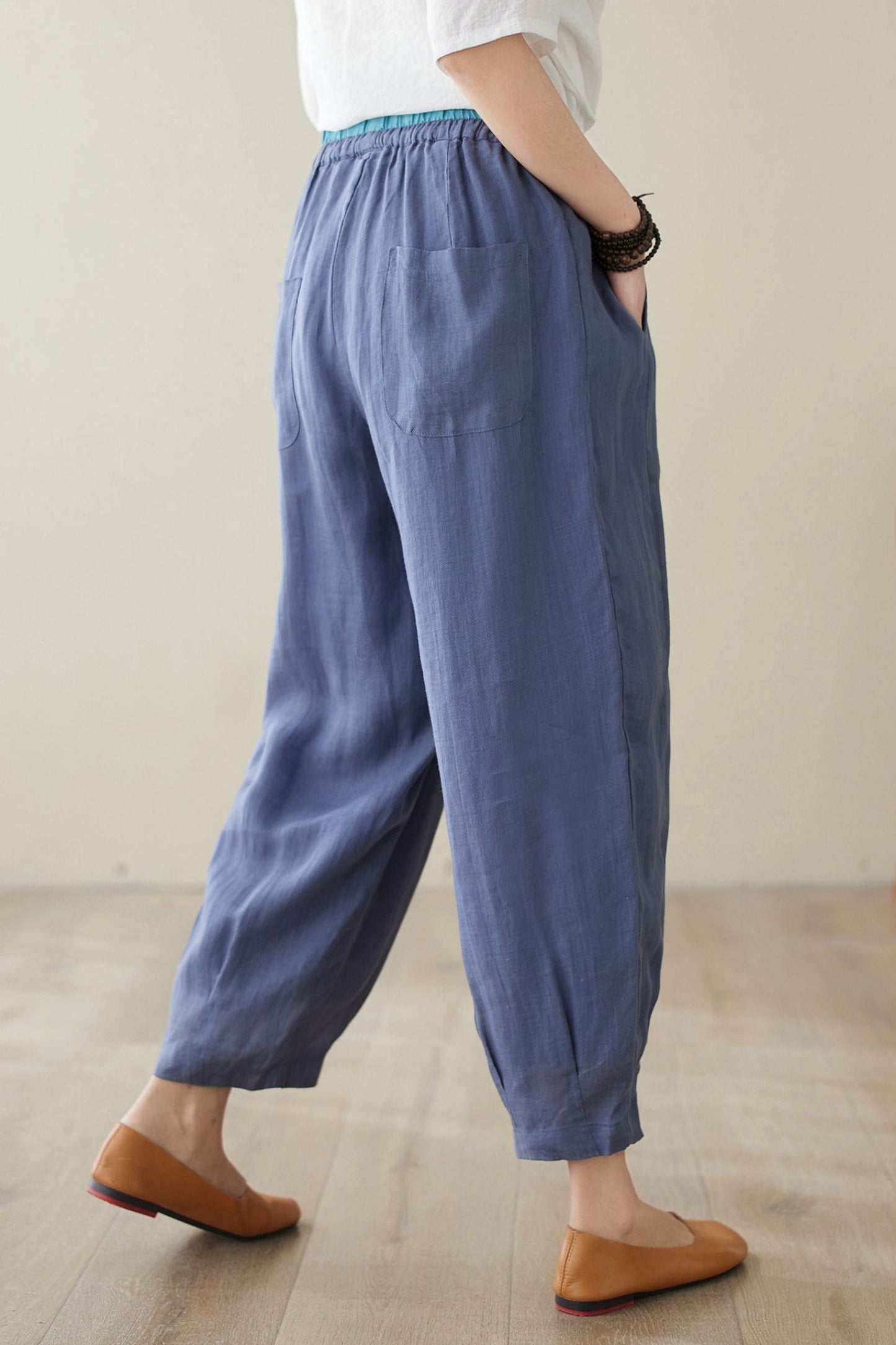 Loose Casual Elastic Waist pants C3968