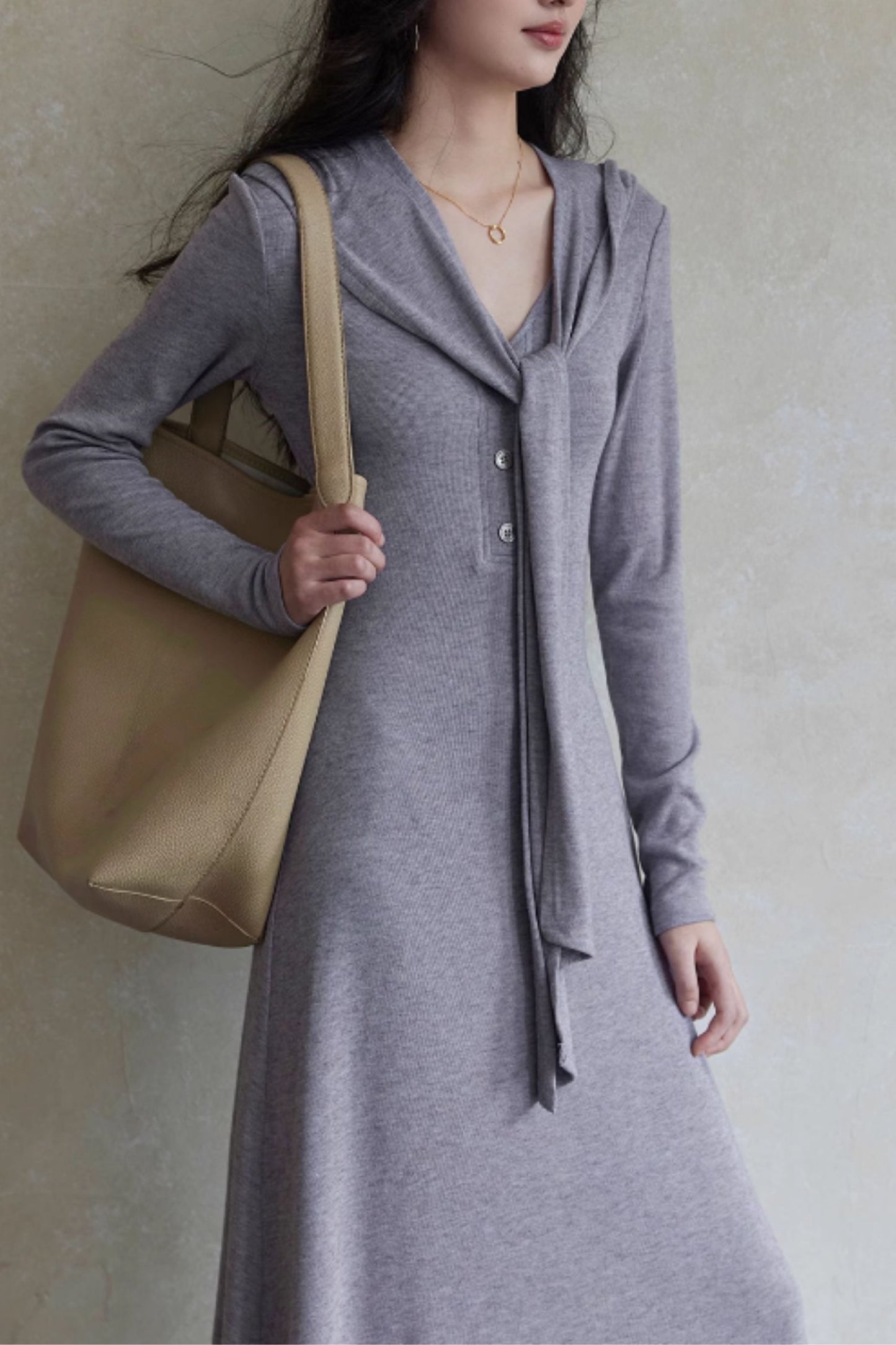 V neck prom maxi knit dress C4608