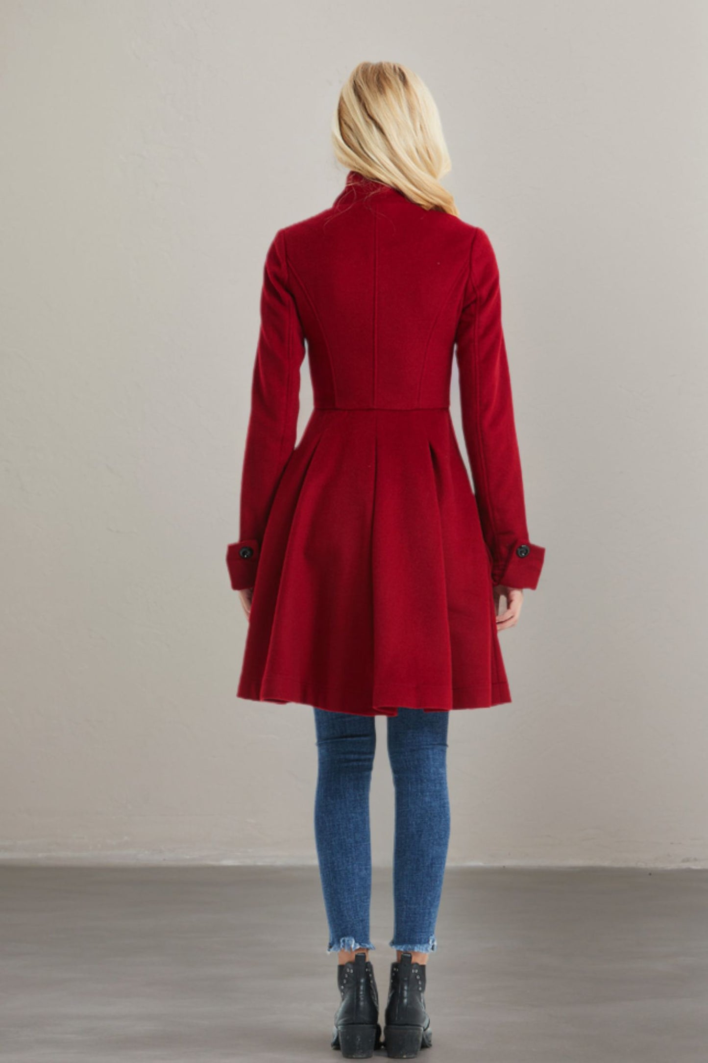 Women Winter Red Wool Coat C1329